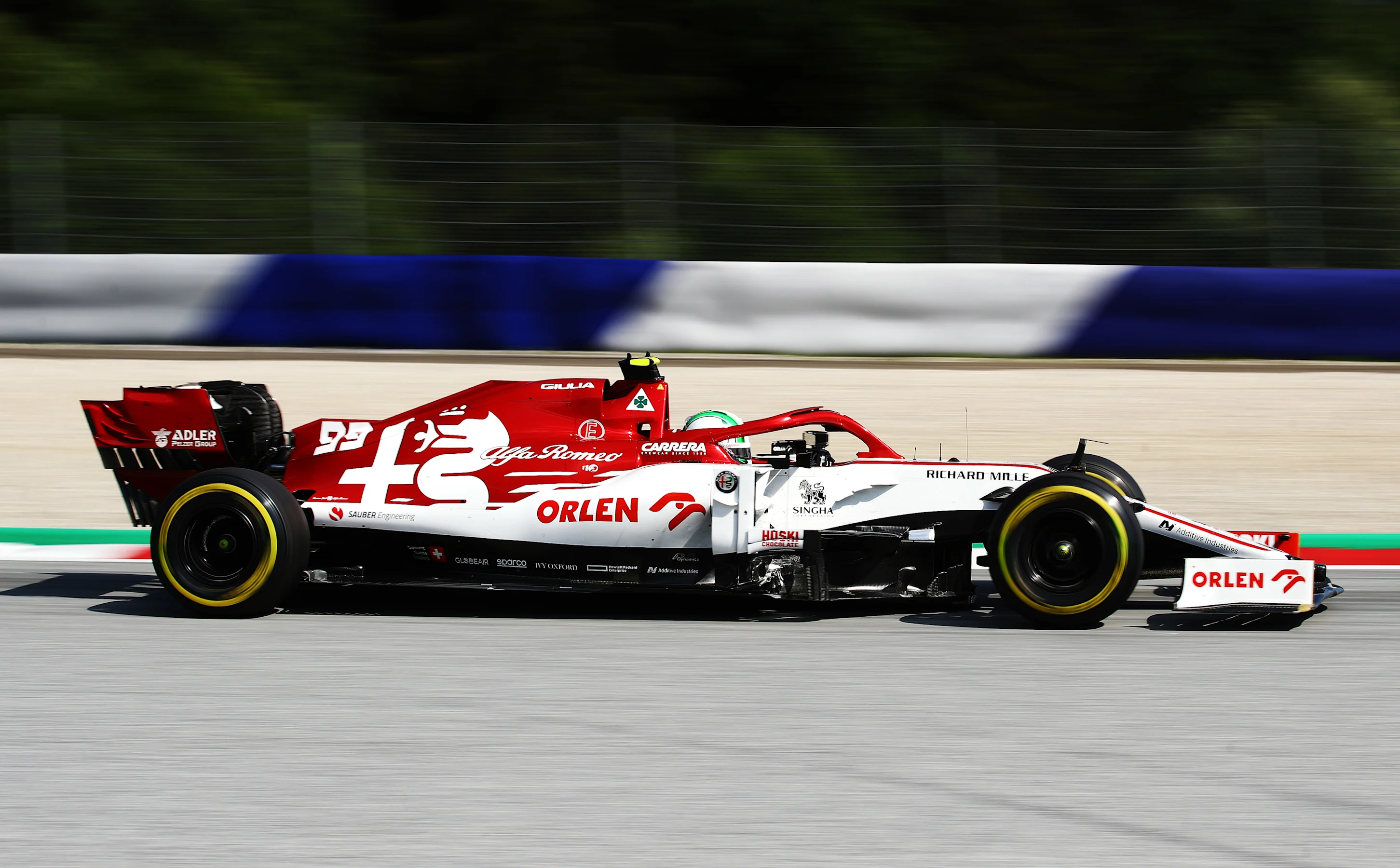 SPIELBERG, AUSTRIA - JULY 10: Antonio Giovinazzi of Italy driving the (99) Alfa Romeo Racing C39