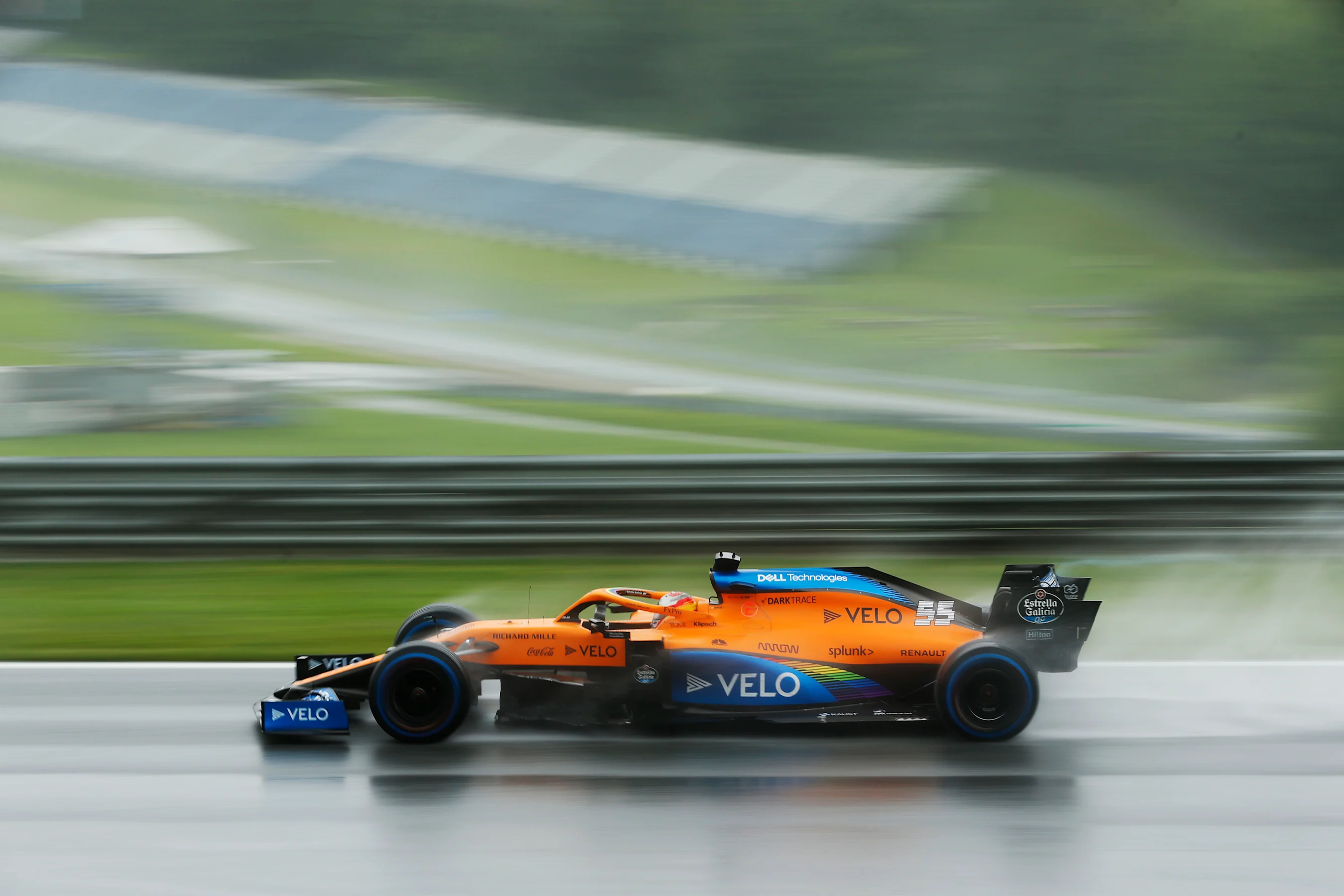 SPIELBERG, AUSTRIA - JULY 11: Carlos Sainz of Spain driving the (55) McLaren F1 Team MCL35 Renault