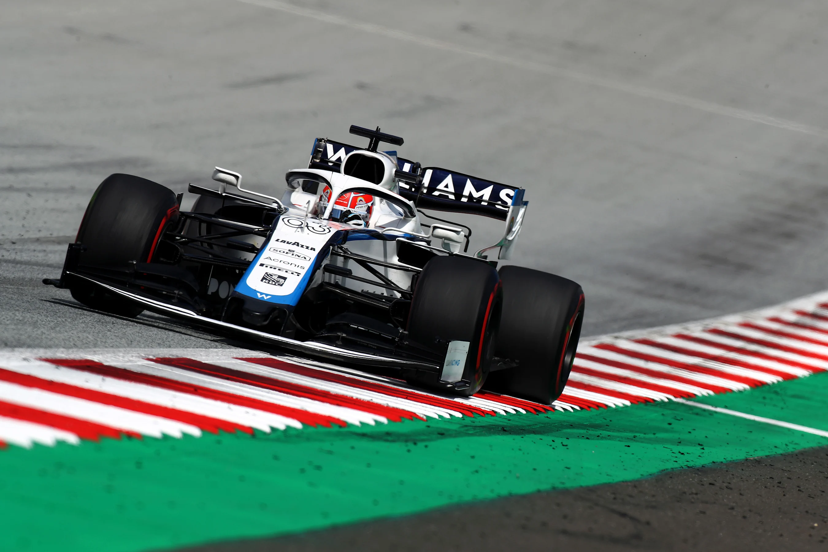 SPIELBERG, AUSTRIA - JULY 12: George Russell of Great Britain driving the (63) Williams Racing FW43