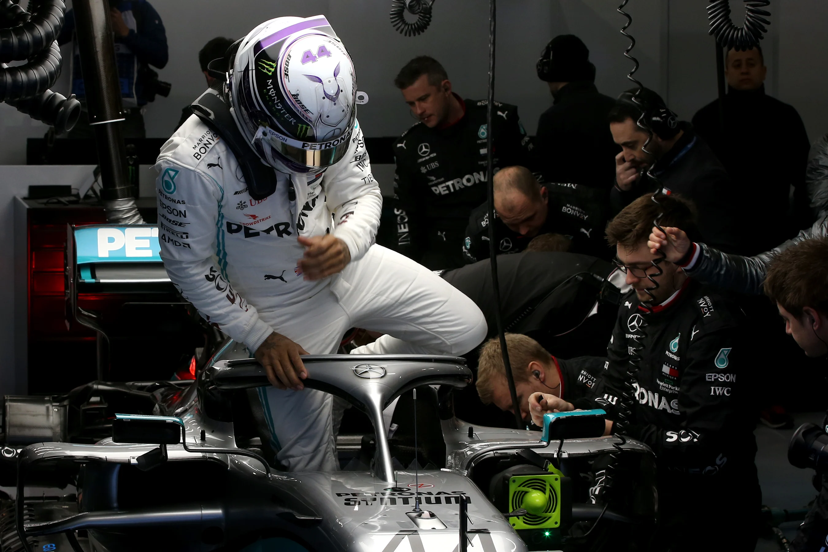 BARCELONA, SPAIN - FEBRUARY 20: Lewis Hamilton of Great Britain and Mercedes GP prepares to drive