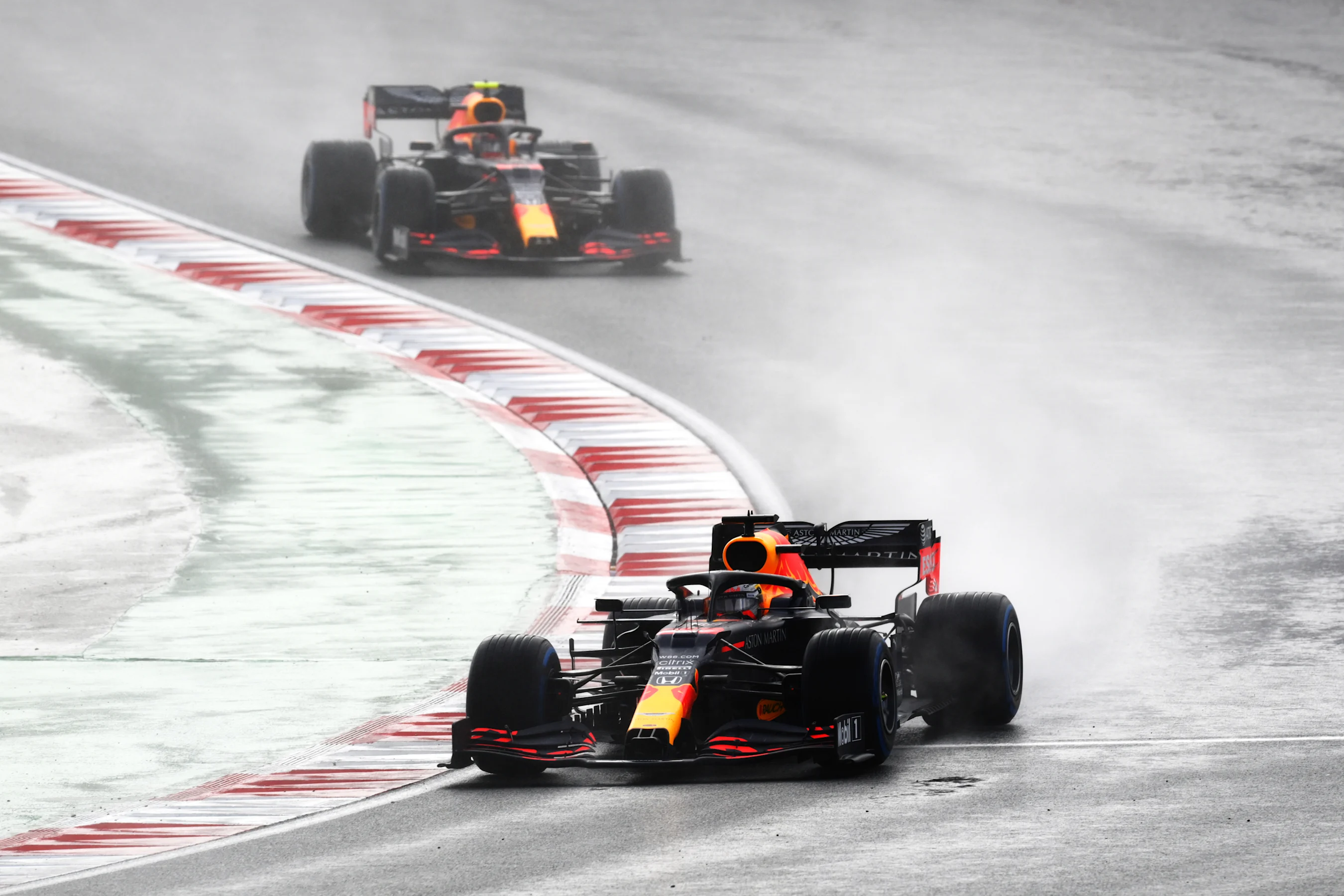 ISTANBUL, TURKEY - NOVEMBER 15: Max Verstappen of the Netherlands driving the (33) Aston Martin Red