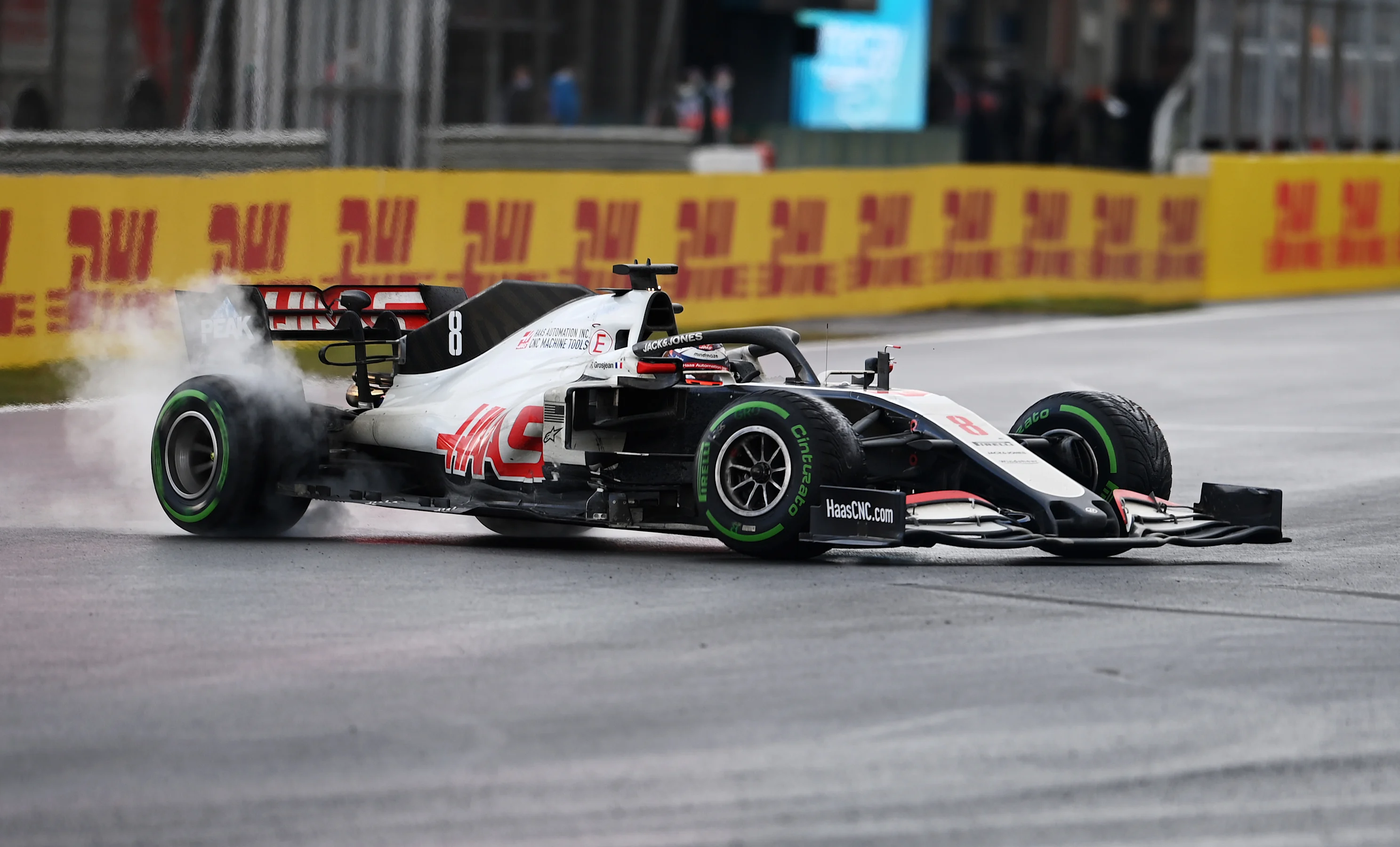 ISTANBUL, TURKEY - NOVEMBER 15: Romain Grosjean of France driving the (8) Haas F1 Team VF-20