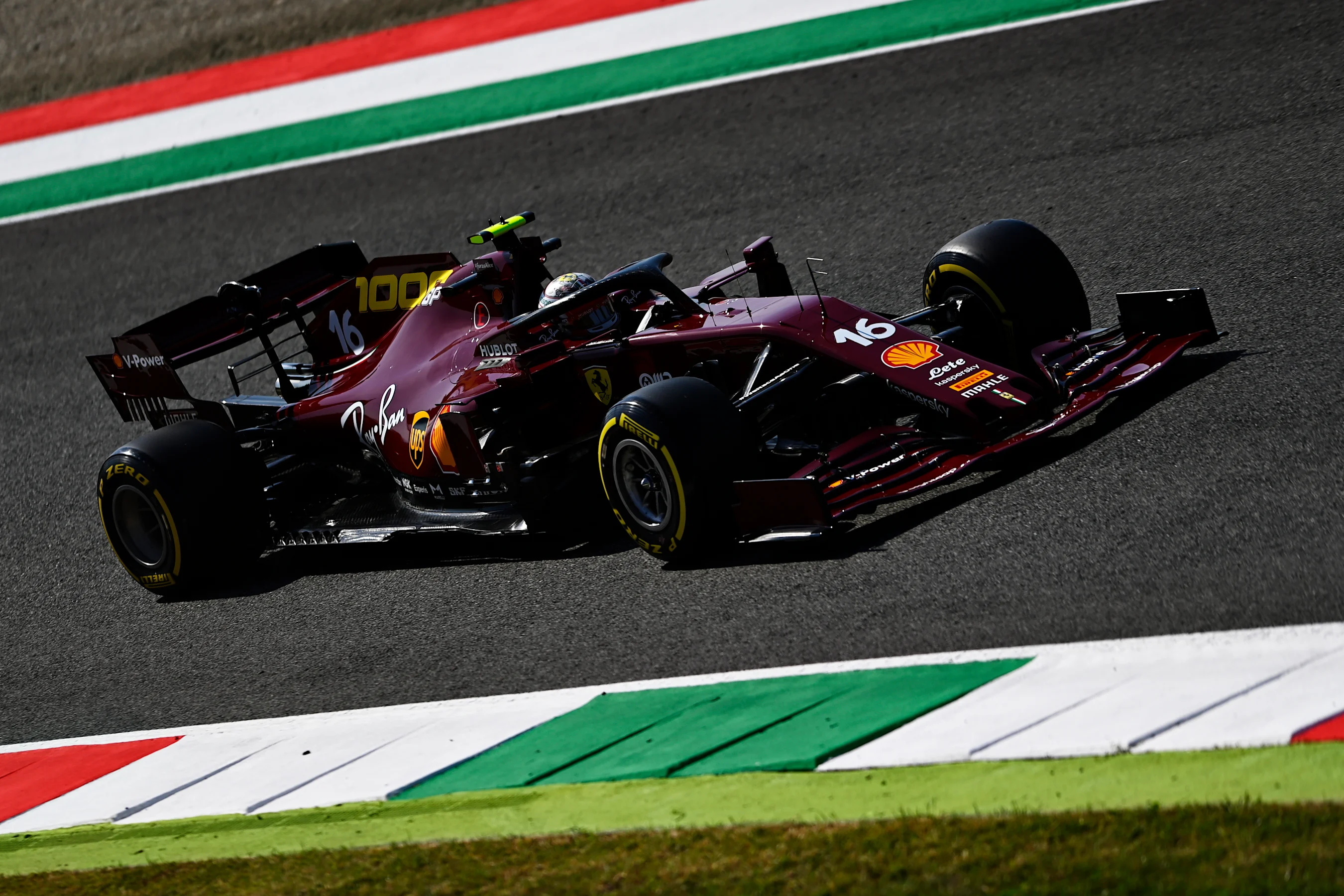 SCARPERIA, ITALY - SEPTEMBER 11: Charles Leclerc of Monaco driving the (16) Scuderia Ferrari SF1000