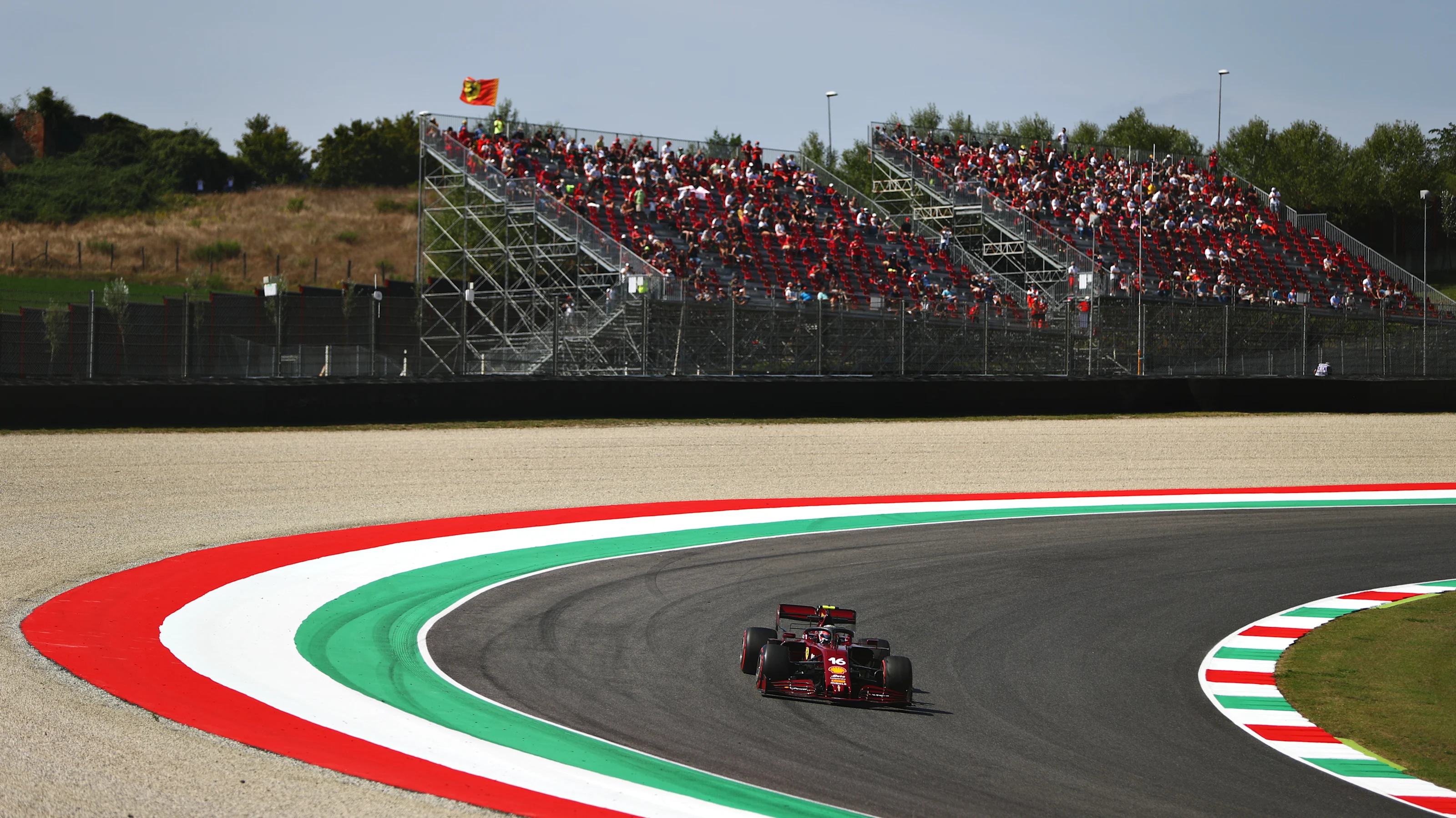SCARPERIA, ITALY - SEPTEMBER 11: Charles Leclerc of Monaco driving the (16) Scuderia Ferrari SF1000