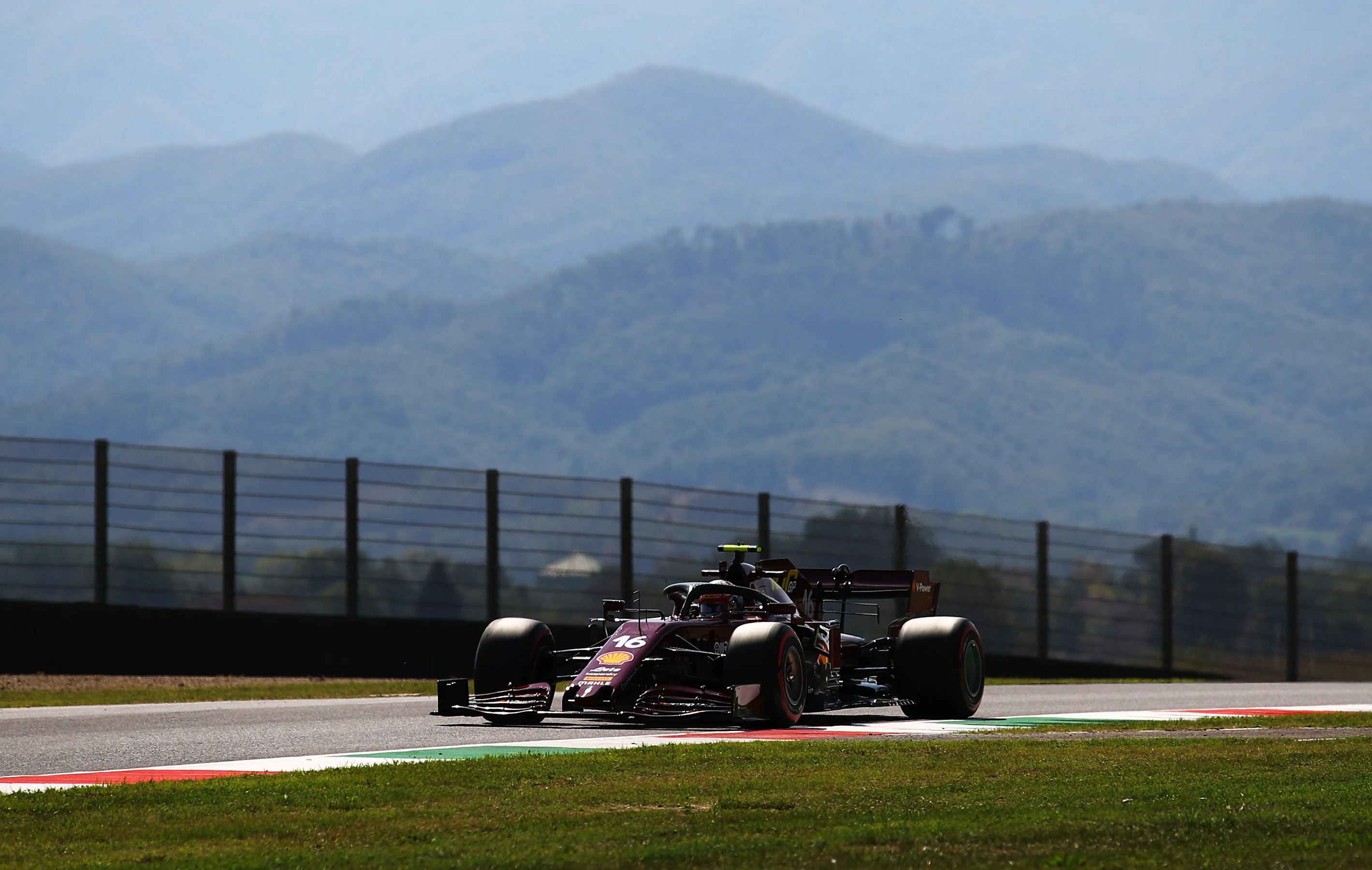 SCARPERIA, ITALY - SEPTEMBER 11: Charles Leclerc of Monaco driving the (16) Scuderia Ferrari SF1000