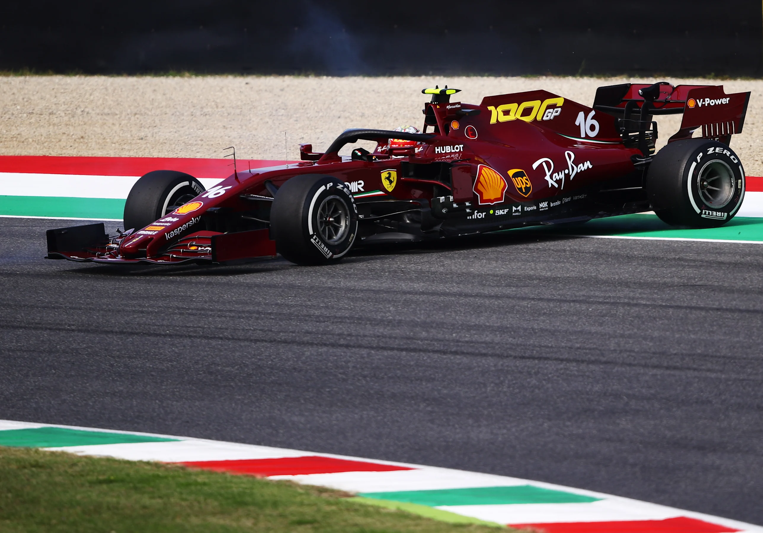 SCARPERIA, ITALY - SEPTEMBER 11: Charles Leclerc of Monaco driving the (16) Scuderia Ferrari SF1000