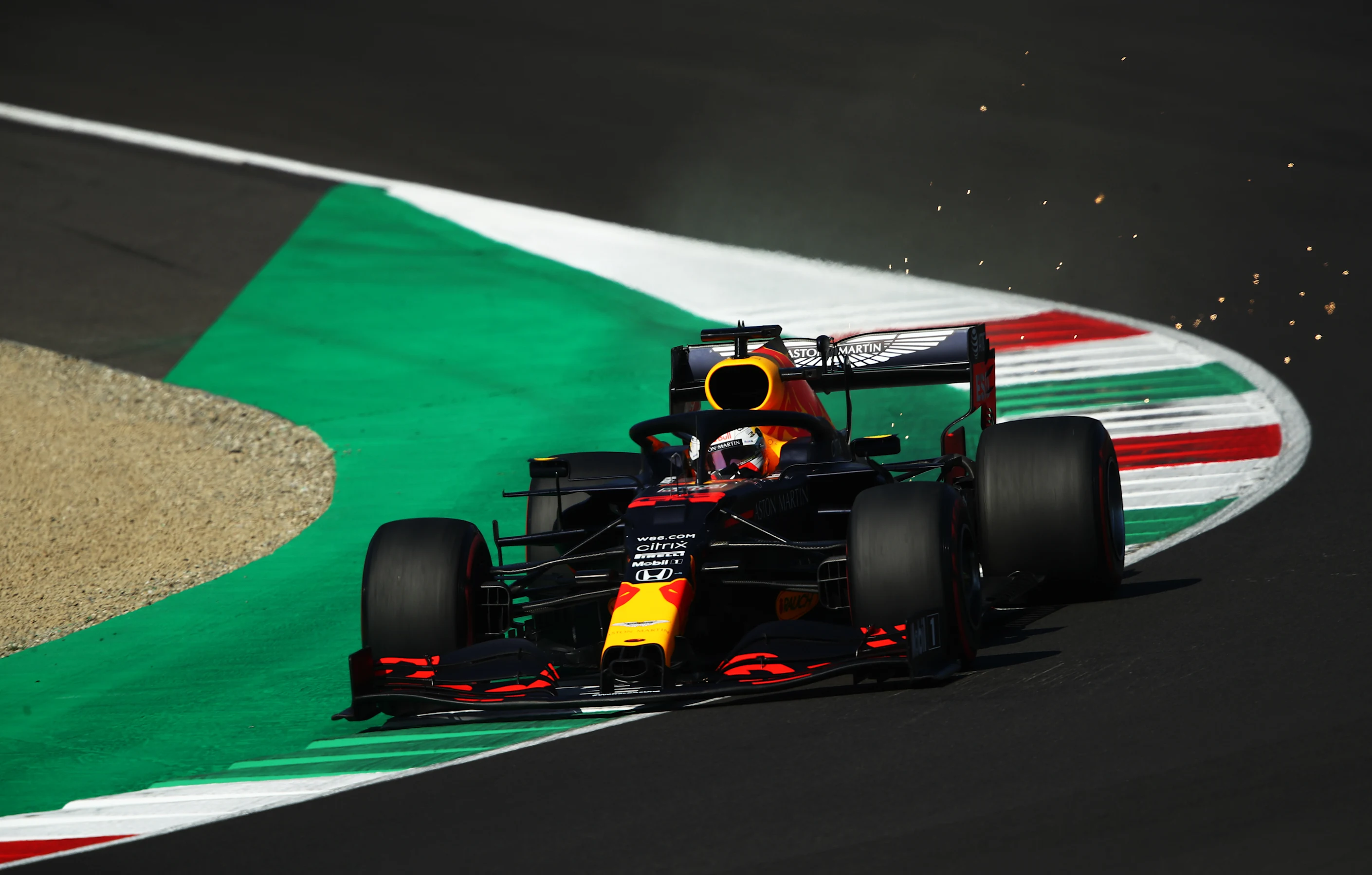 SCARPERIA, ITALY - SEPTEMBER 12: Max Verstappen of the Netherlands driving the (33) Aston Martin