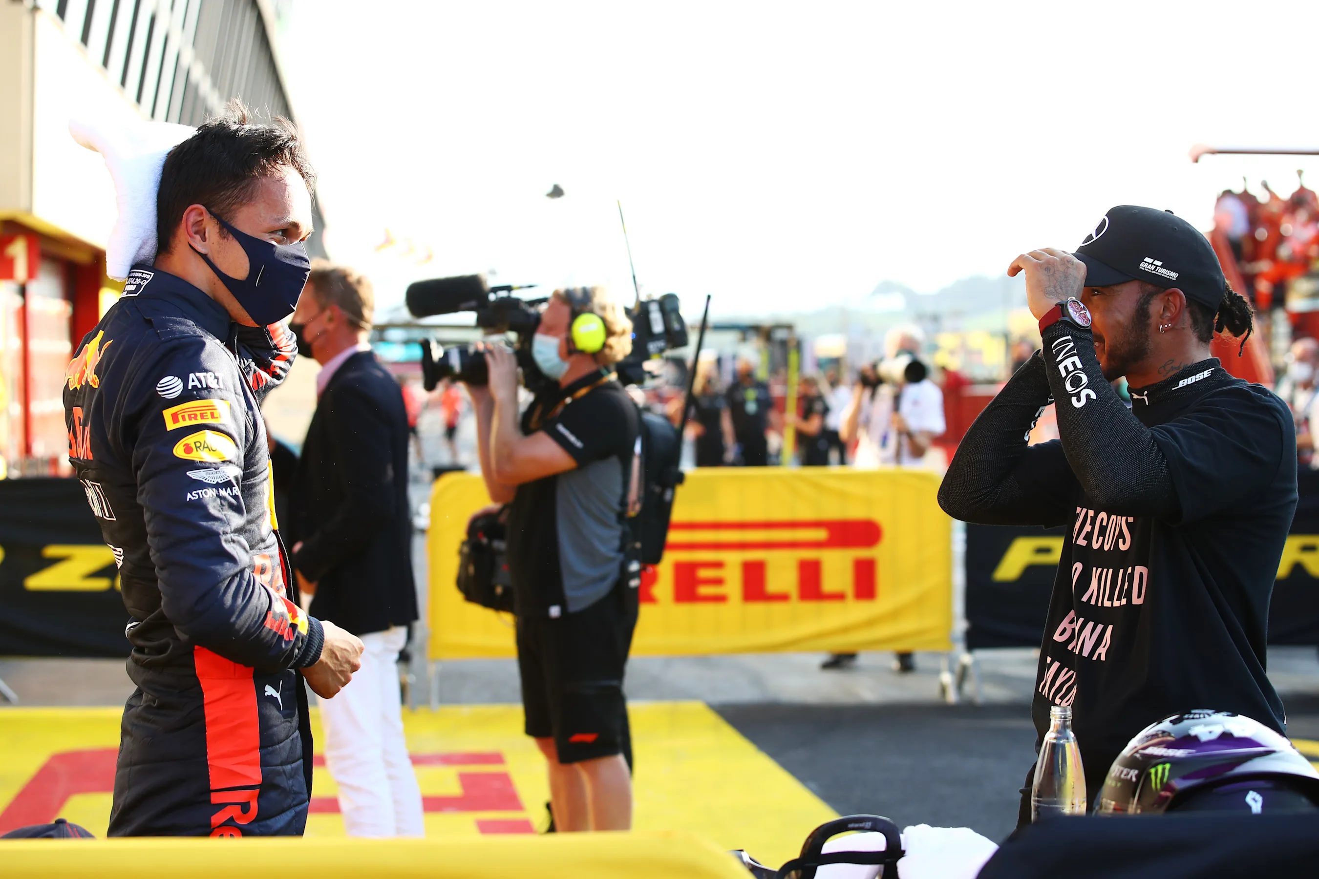 SCARPERIA, ITALY - SEPTEMBER 13: Third placed Alexander Albon of Thailand and Red Bull Racing