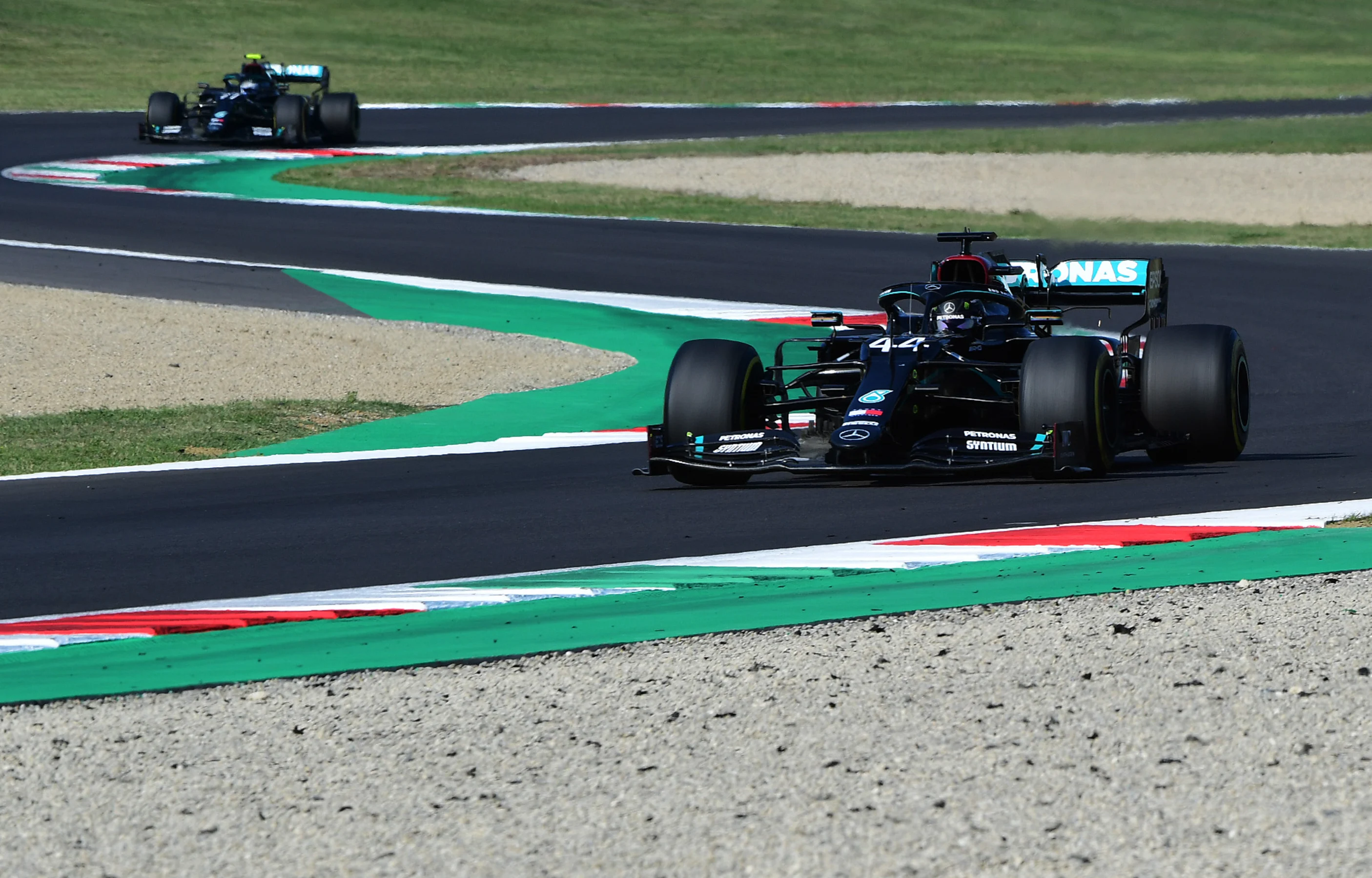 SCARPERIA, ITALY - SEPTEMBER 13: Lewis Hamilton of Great Britain driving the (44) Mercedes AMG