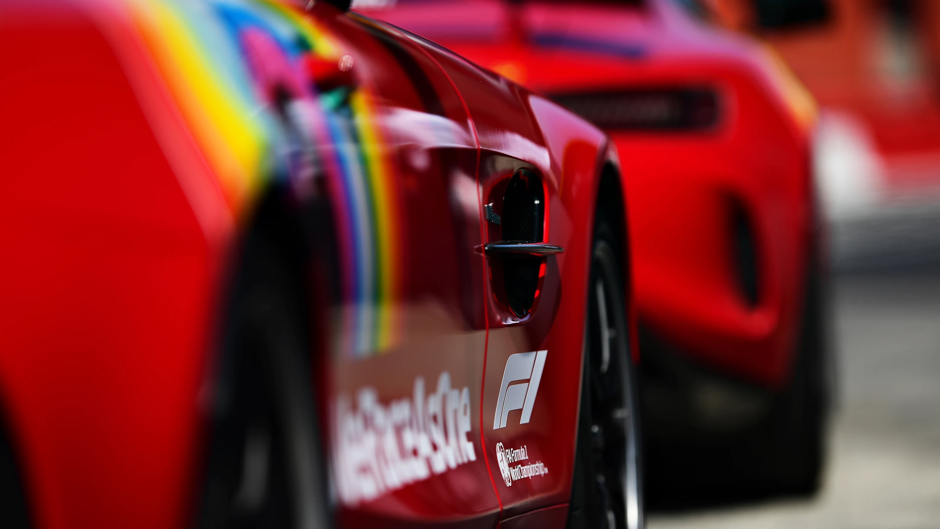 SCARPERIA, ITALY - SEPTEMBER 10: A detail shot of the FIA Safety Car during previews ahead of the