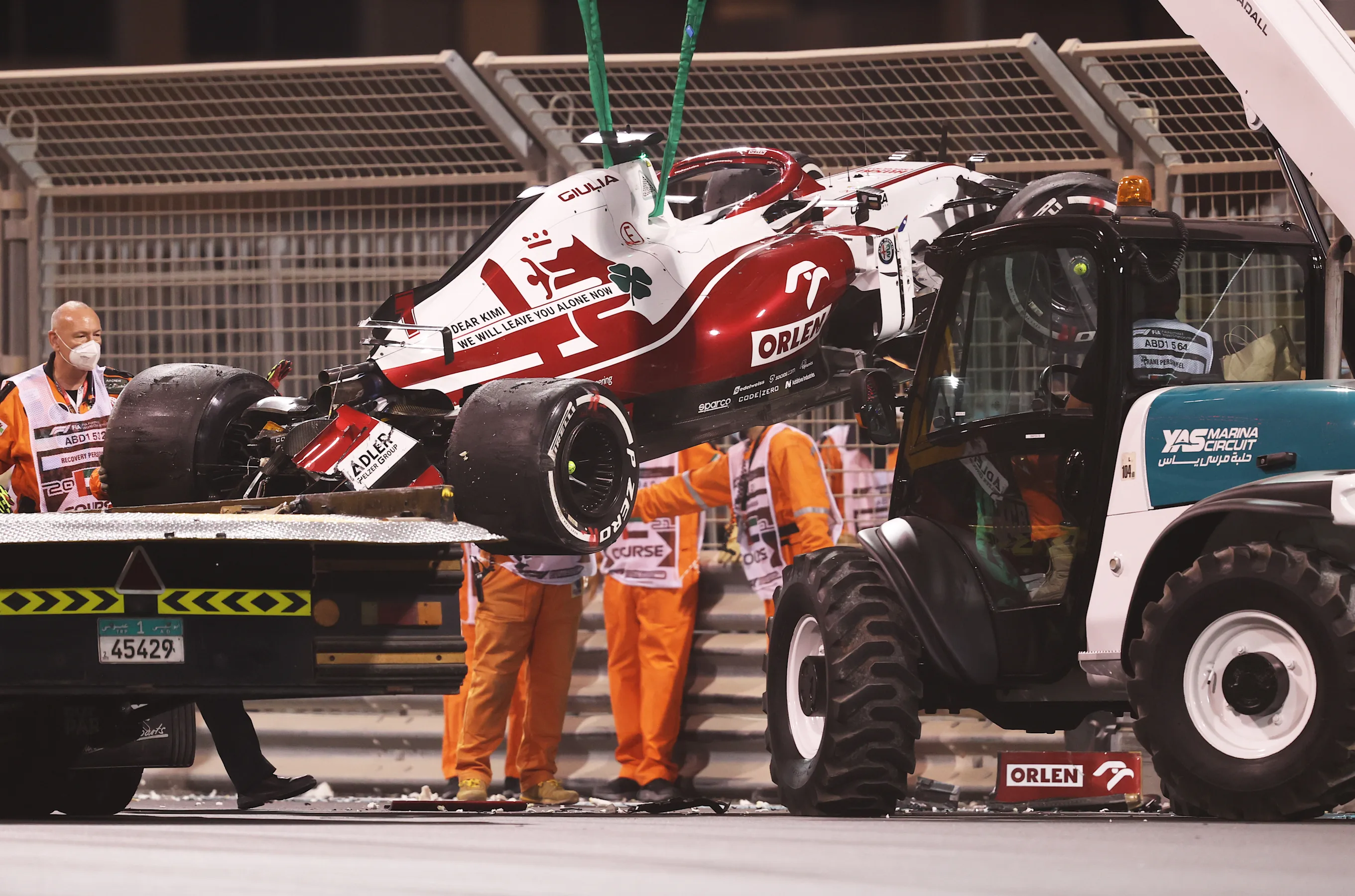 ABU DHABI, UNITED ARAB EMIRATES - DECEMBER 10: The car of Kimi Raikkonen of Finland and Alfa Romeo