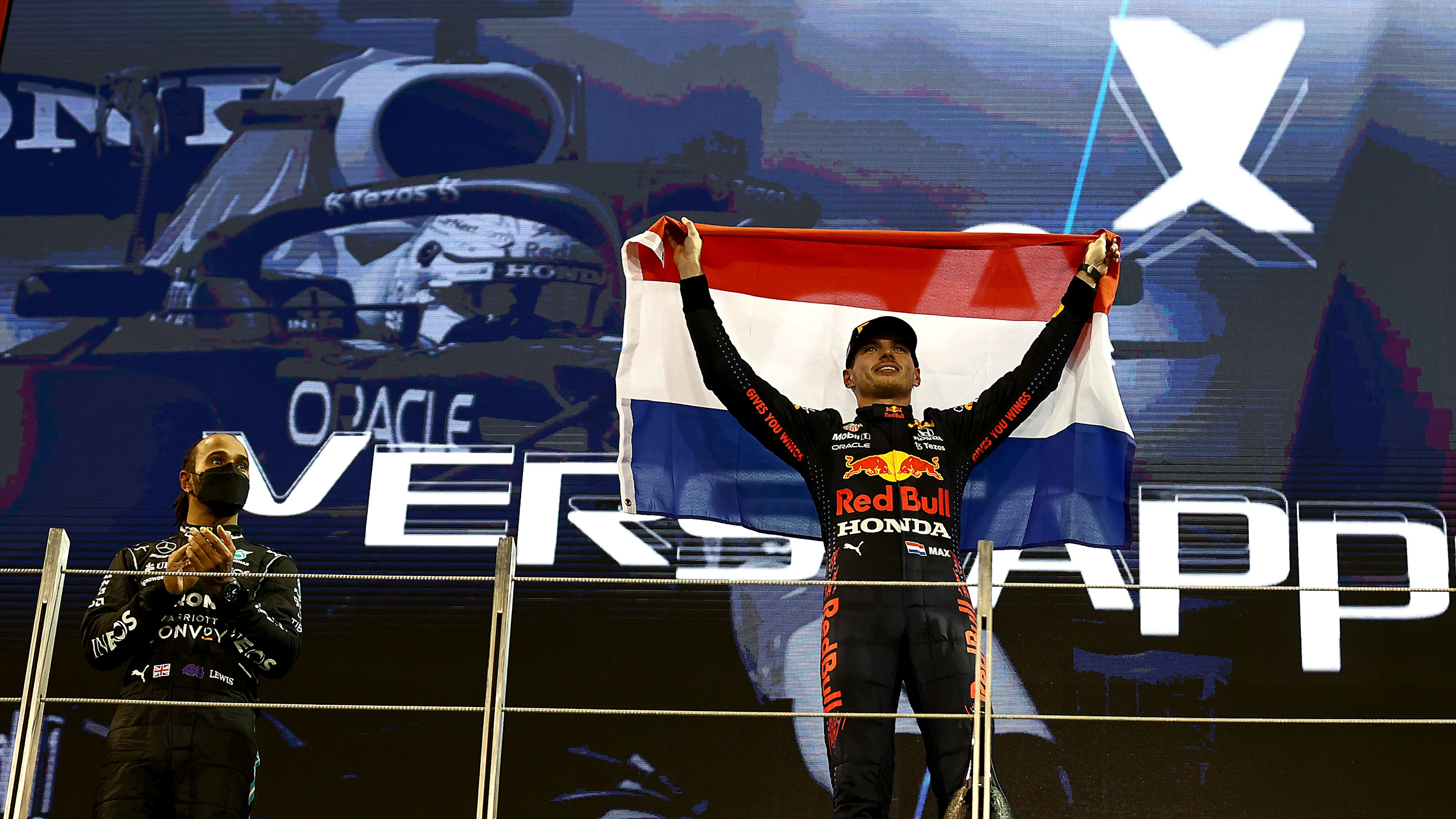 ABU DHABI, UNITED ARAB EMIRATES - DECEMBER 12: Race winner and 2021 F1 World Drivers Champion Max