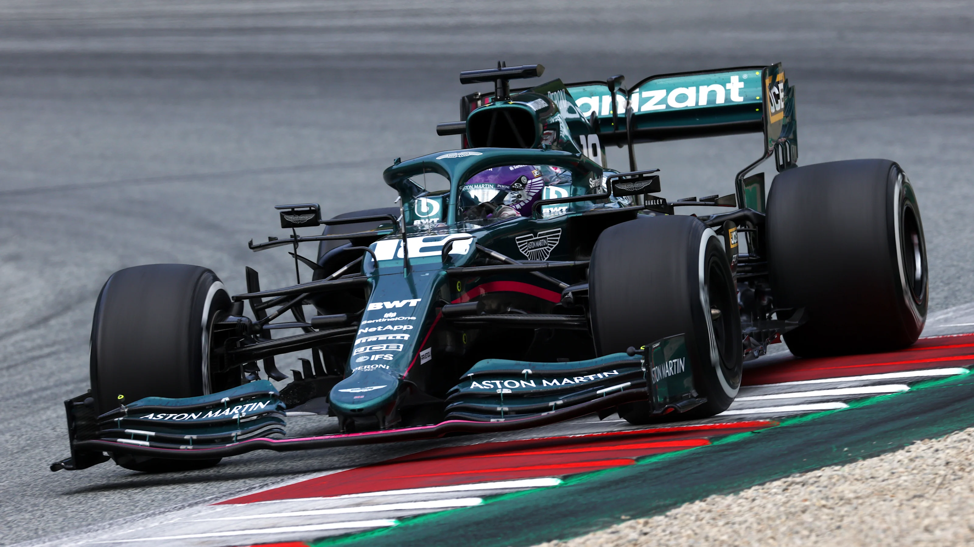 SPIELBERG, AUSTRIA - JULY 04: Lance Stroll of Canada driving the (18) Aston Martin AMR21 Mercedes