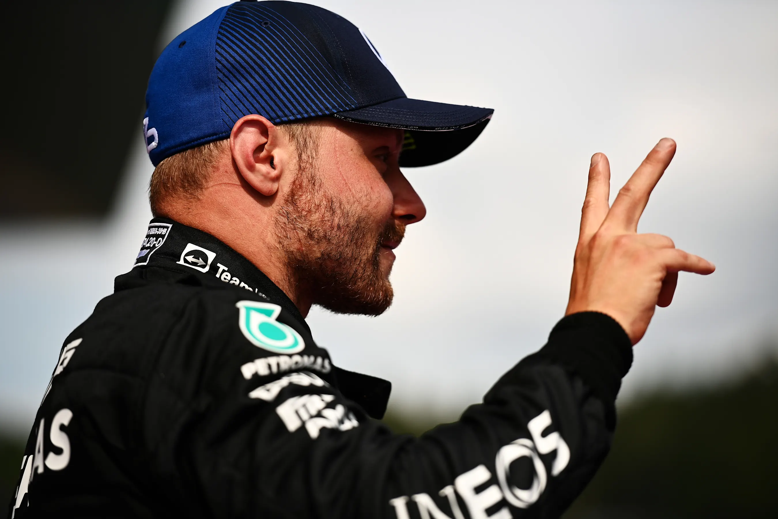 SPIELBERG, AUSTRIA - JULY 04: Second placed Valtteri Bottas of Finland and Mercedes GP celebrates