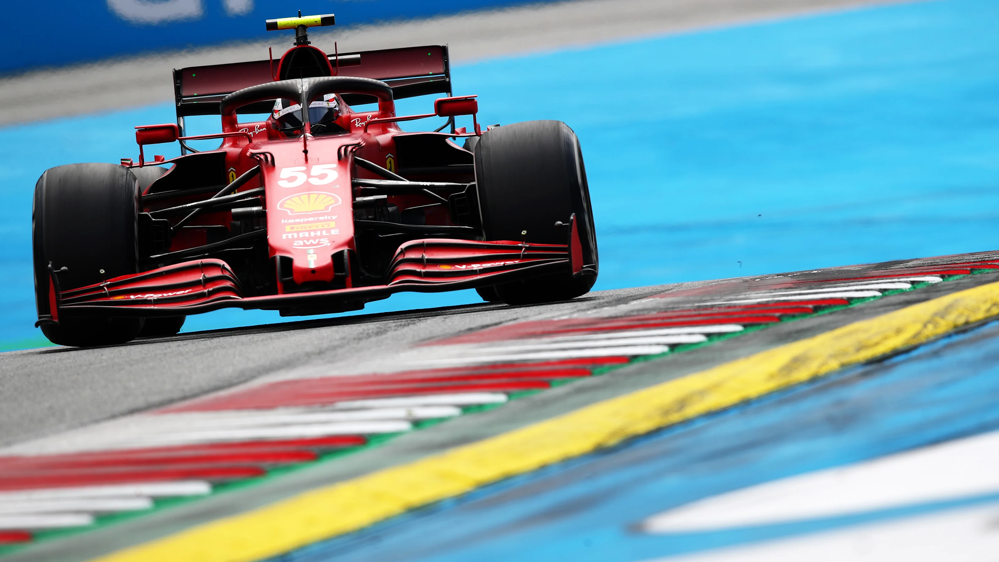 SPIELBERG, AUSTRIA - JULY 04: Carlos Sainz of Spain driving the (55) Scuderia Ferrari SF21 during