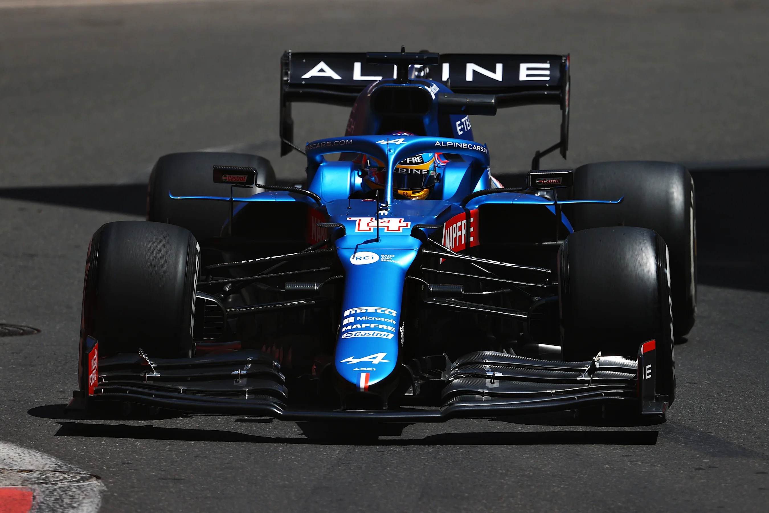 BAKU, AZERBAIJAN - JUNE 04: Fernando Alonso of Spain driving the (14) Alpine A521 Renault on track