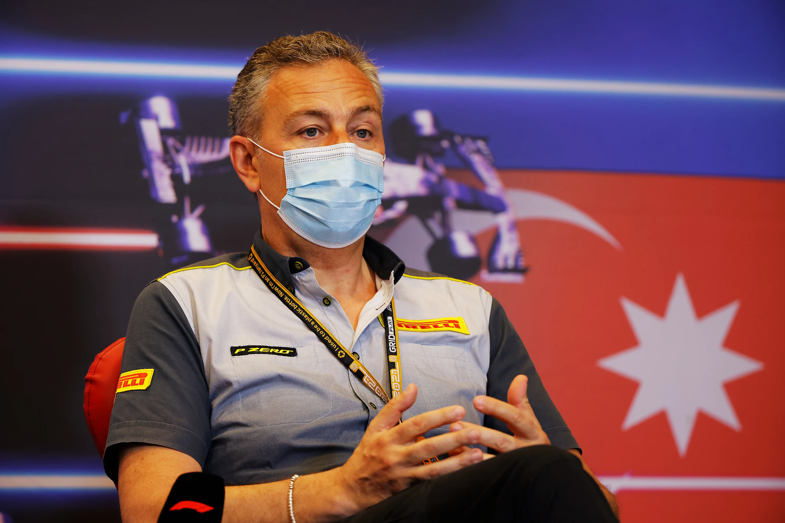 BAKU, AZERBAIJAN - JUNE 04: Director of Pirelli F1 Mario Isola talks in the Team Principals Press