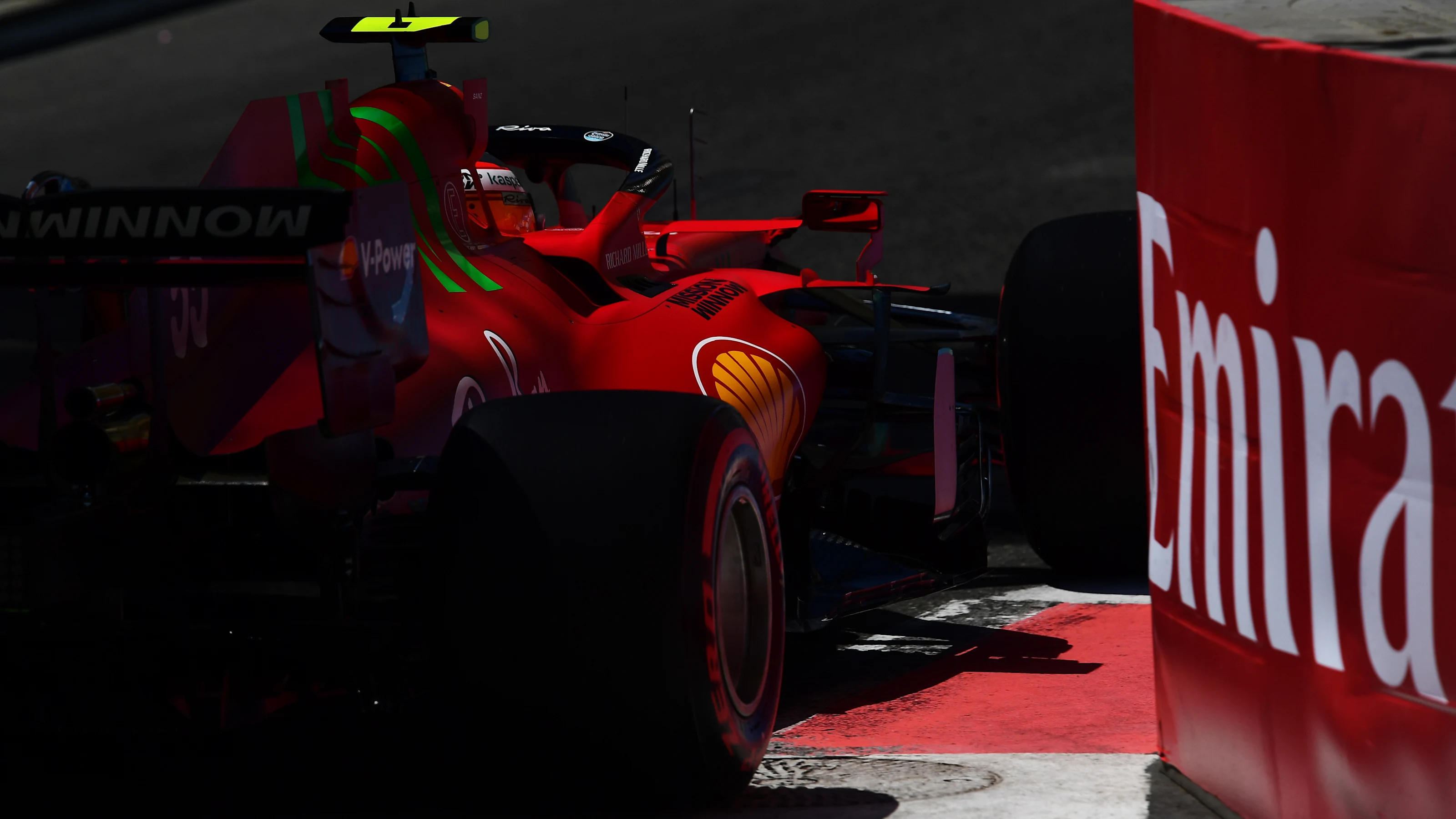 BAKU, AZERBAIJAN - JUNE 05: Carlos Sainz of Spain driving the (55) Scuderia Ferrari SF21 on track