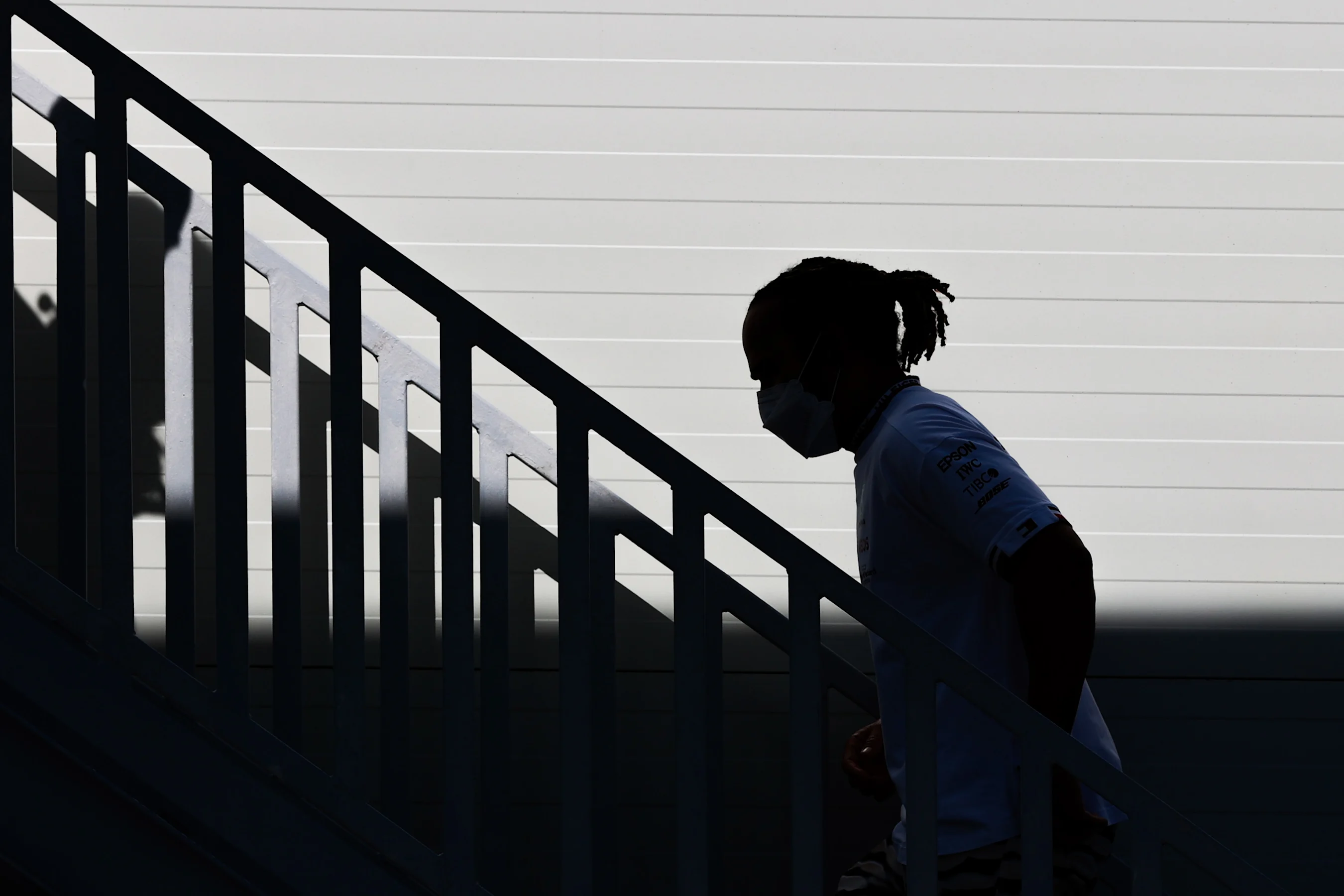 BAKU, AZERBAIJAN - JUNE 05: Lewis Hamilton of Great Britain and Mercedes GP walks in the Paddock
