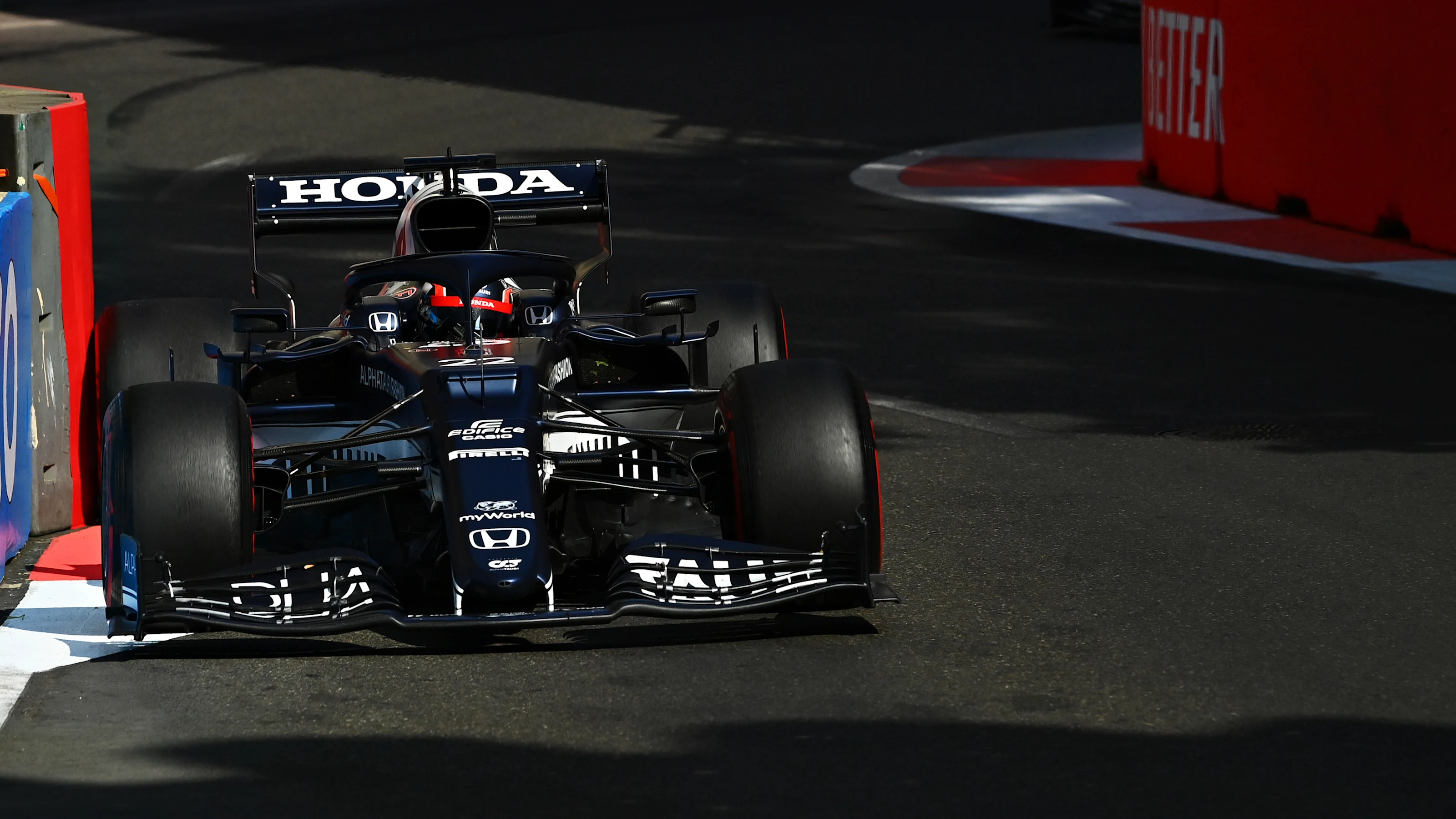 BAKU, AZERBAIJAN - JUNE 06: Yuki Tsunoda of Japan driving the (22) Scuderia AlphaTauri AT02 Honda