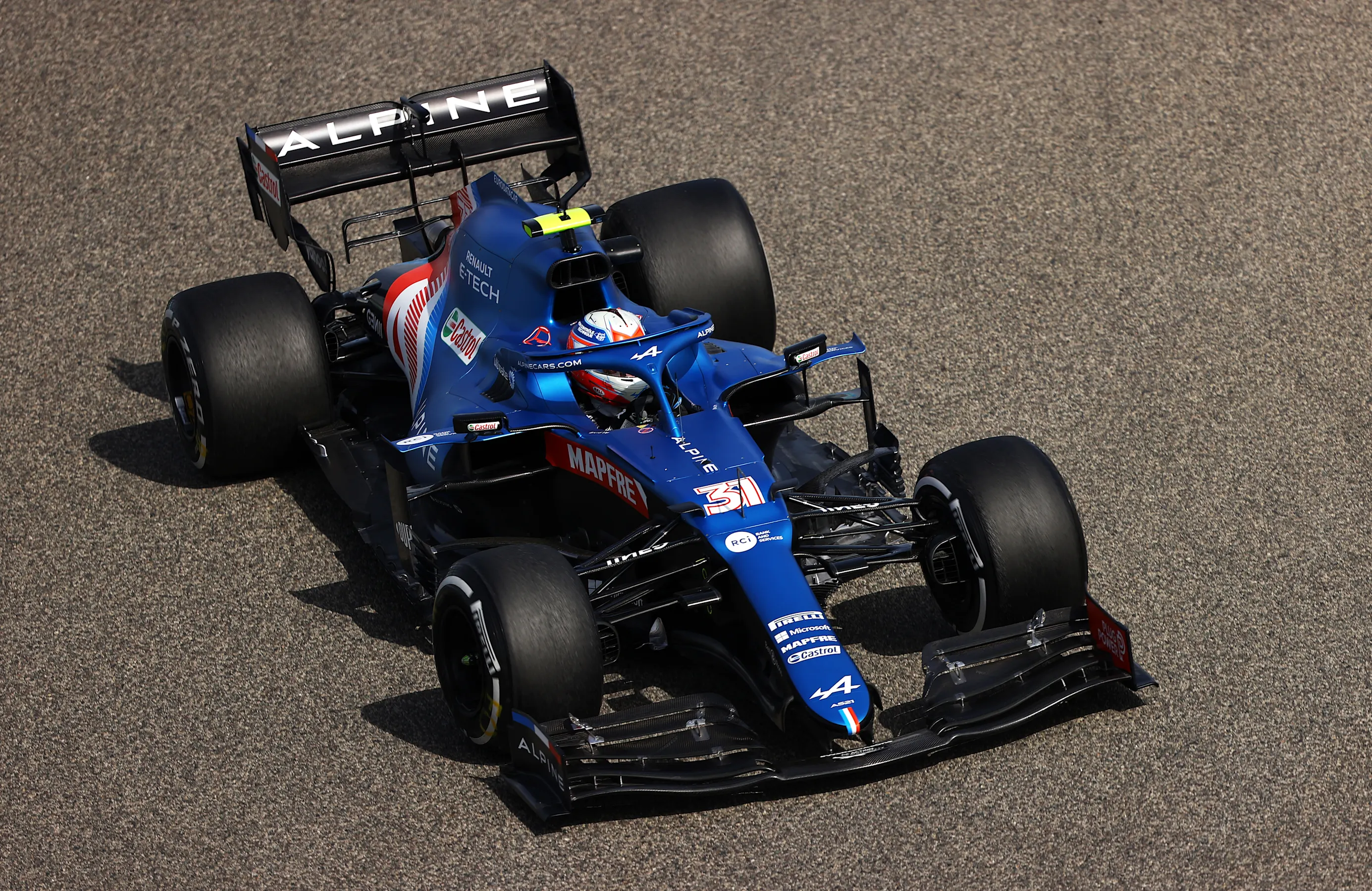 BAHRAIN, BAHRAIN - MARCH 26: Esteban Ocon of France driving the (31) Alpine A521 Renault on track