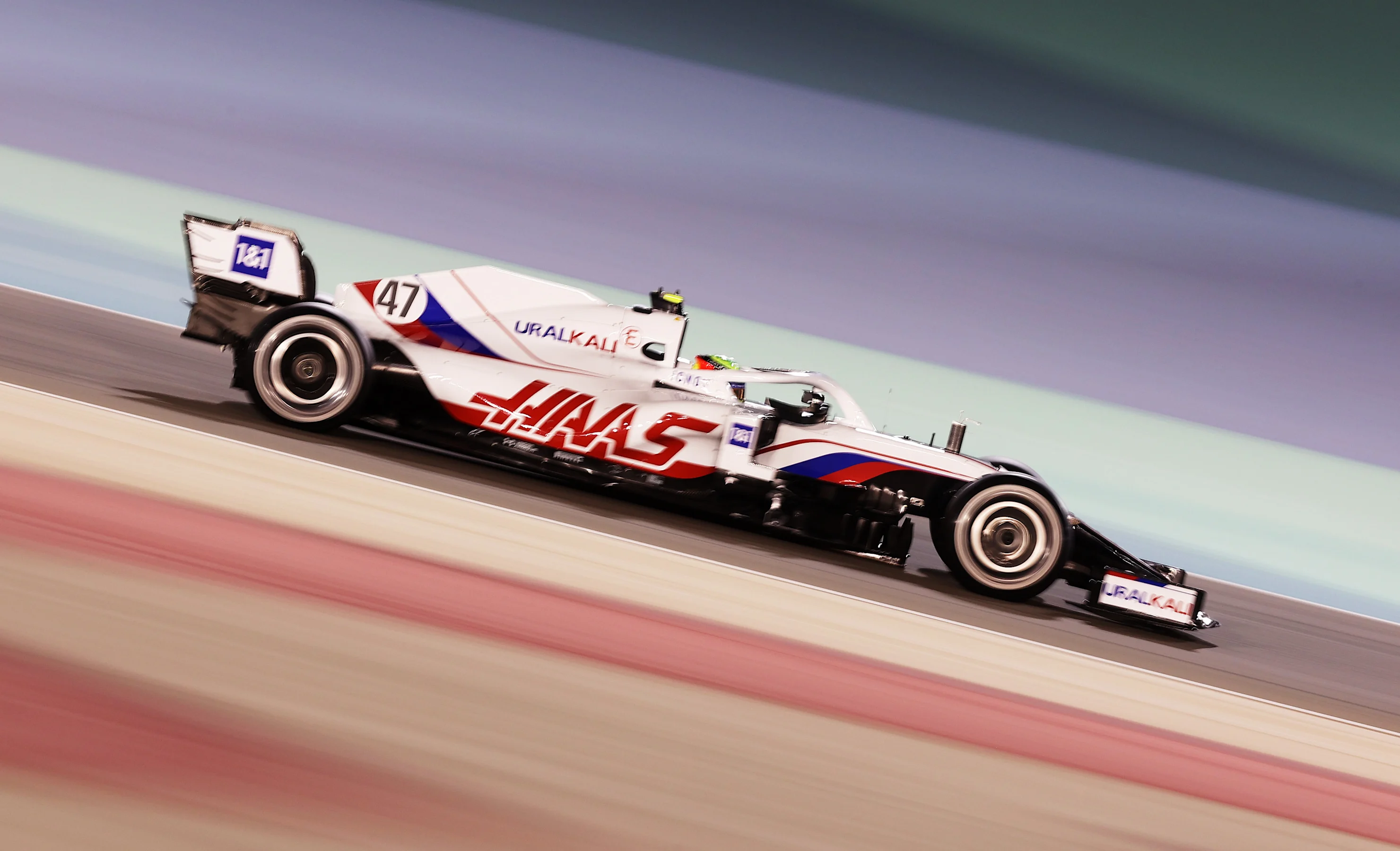 BAHRAIN, BAHRAIN - MARCH 26: Mick Schumacher of Germany driving the (47) Haas F1 Team VF-21 Ferrari