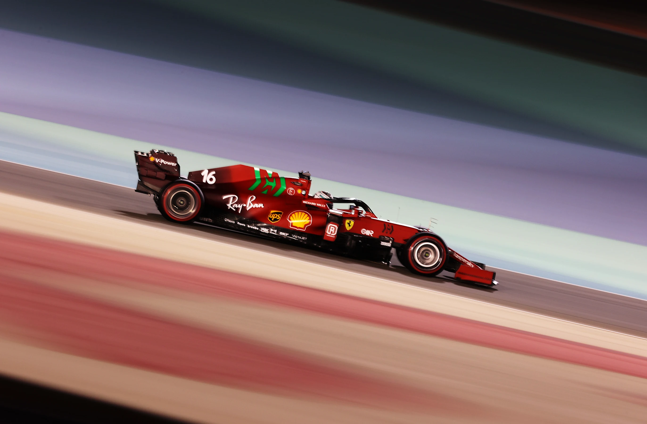 BAHRAIN, BAHRAIN - MARCH 26: Charles Leclerc of Monaco driving the (16) Scuderia Ferrari SF21 on
