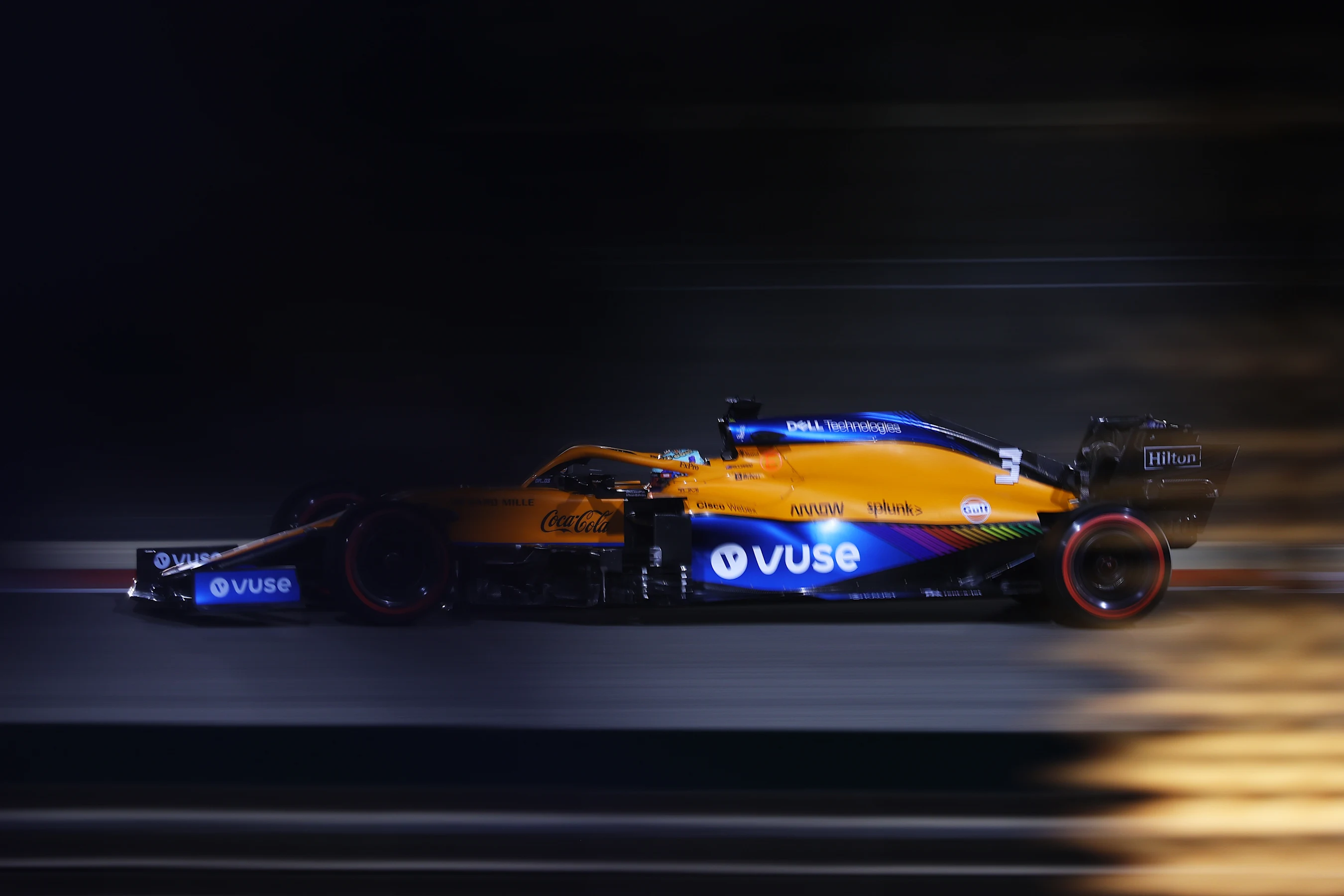 BAHRAIN, BAHRAIN - MARCH 27: Daniel Ricciardo of Australia driving the (3) McLaren F1 Team MCL35M