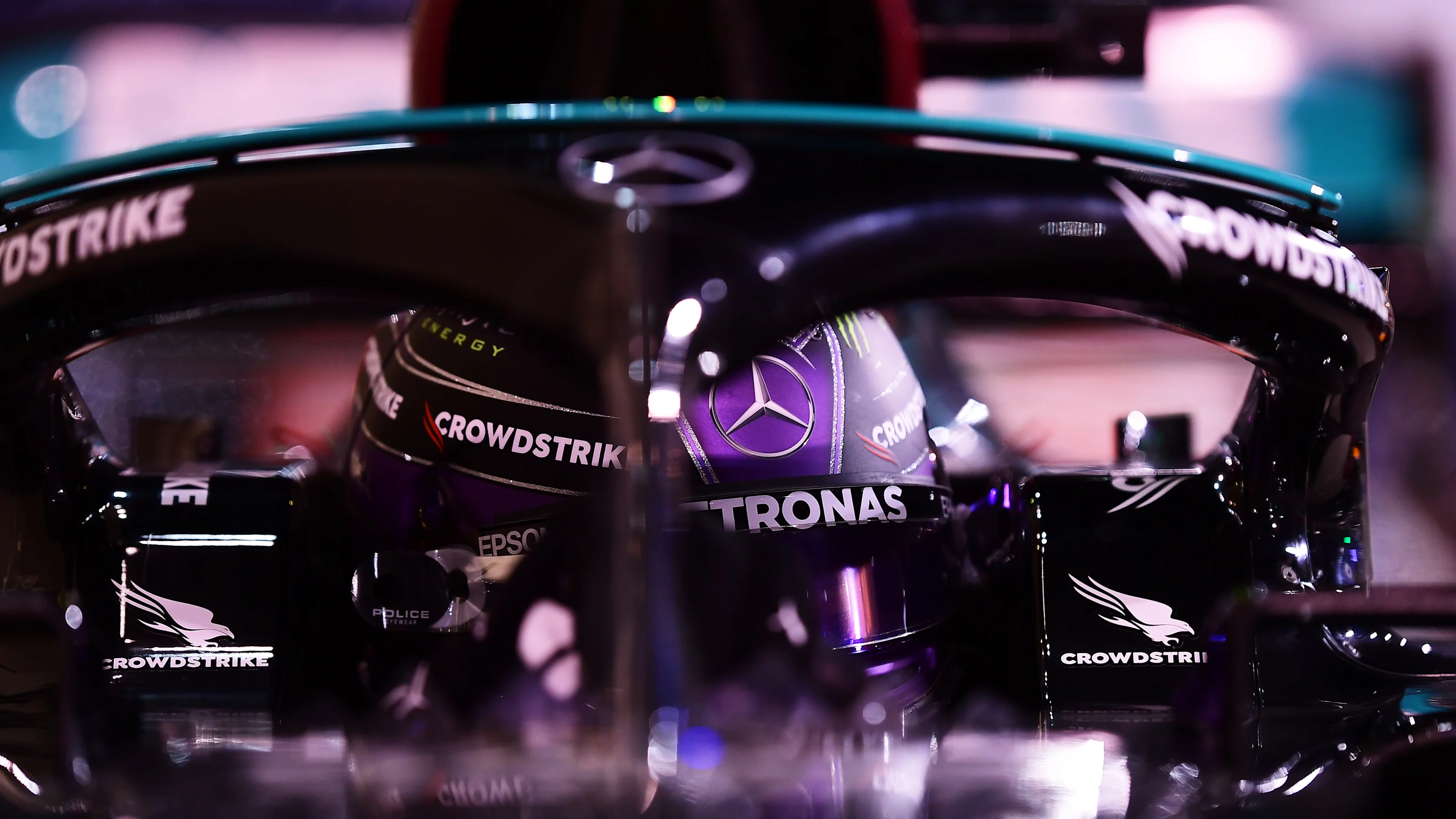 BAHRAIN, BAHRAIN - MARCH 27: Second place qualifier Lewis Hamilton of Great Britain and Mercedes GP