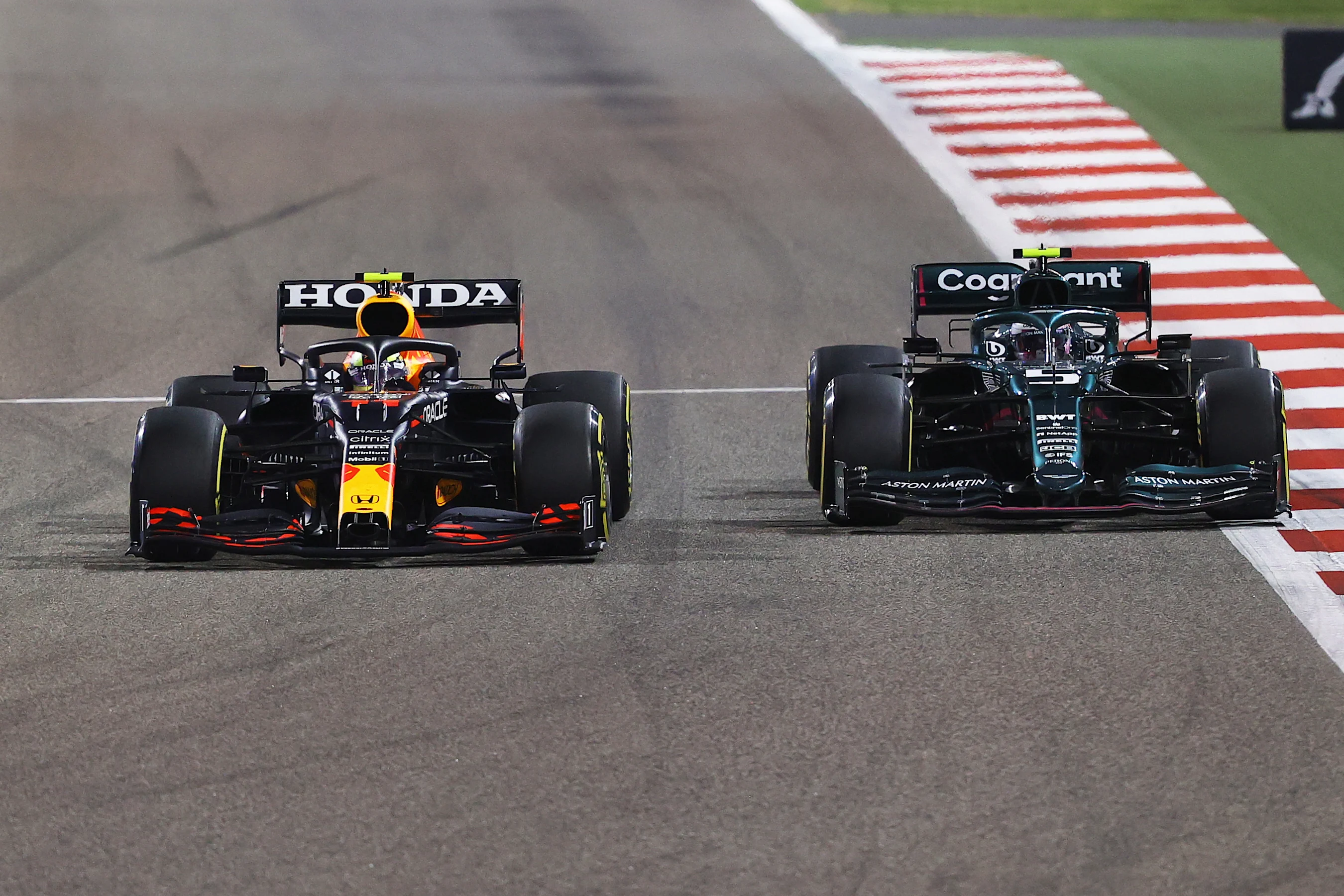 BAHRAIN, BAHRAIN - MARCH 28: Sergio Perez of Mexico driving the (11) Red Bull Racing RB16B Honda