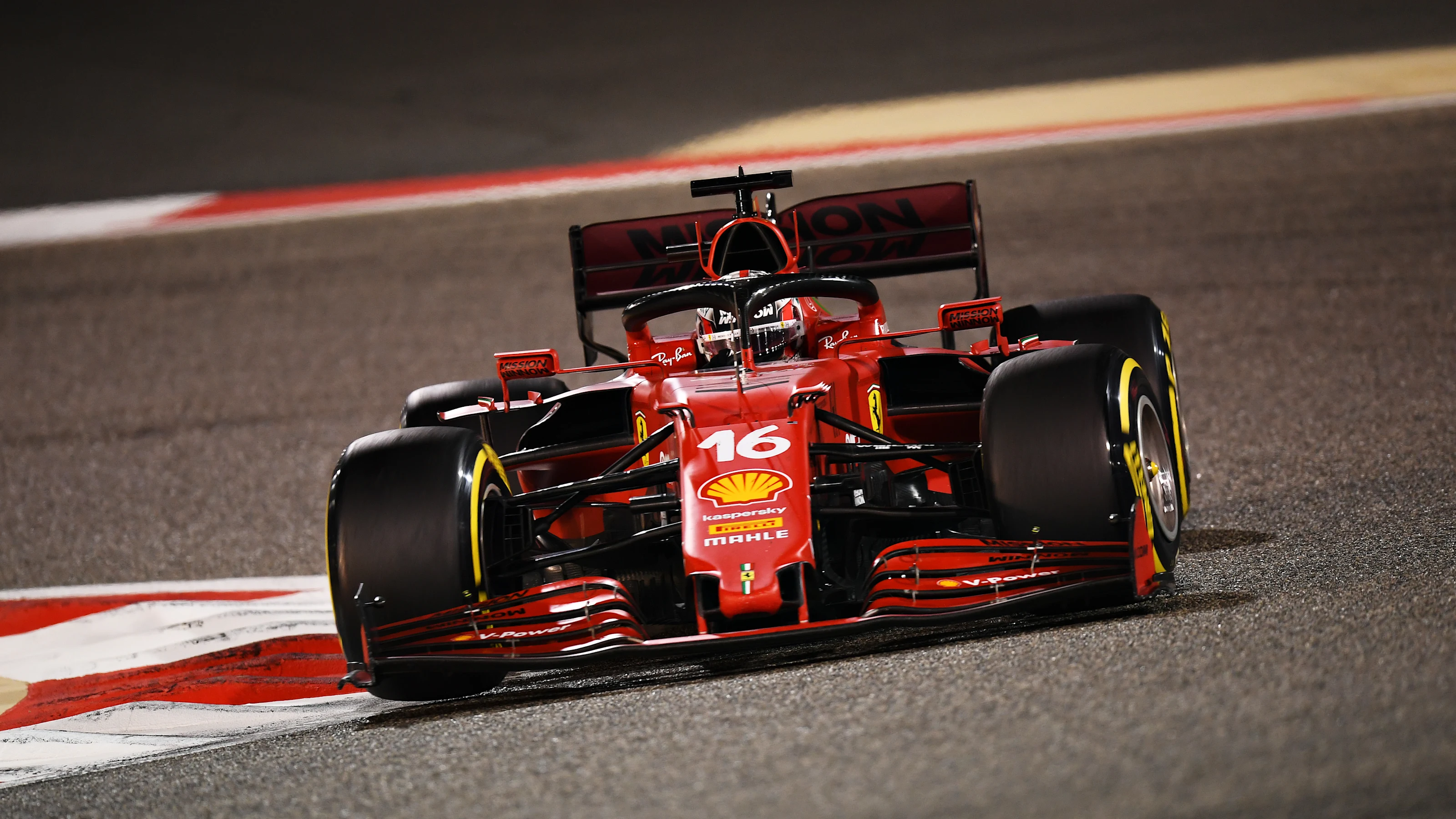 BAHRAIN, BAHRAIN - MARCH 28: Charles Leclerc of Monaco driving the (16) Scuderia Ferrari SF21 on