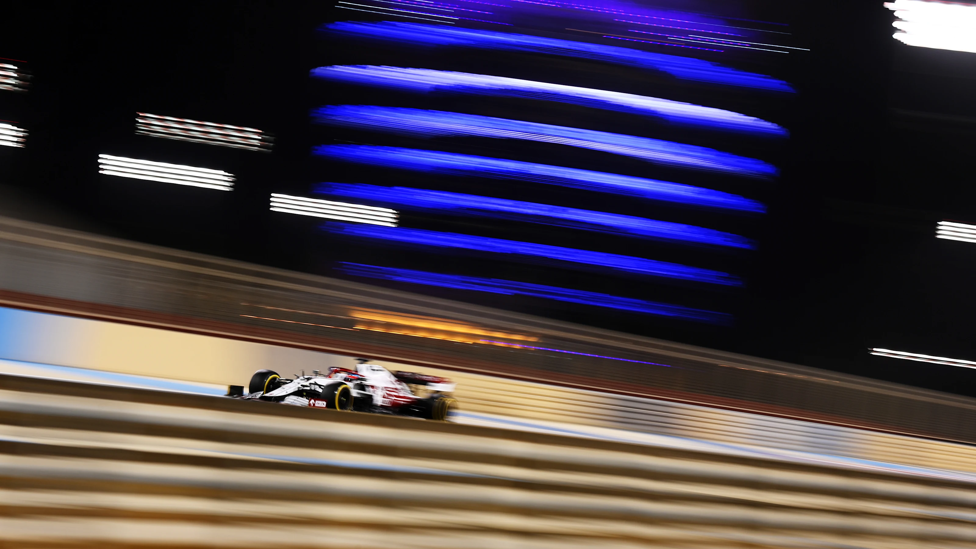 BAHRAIN, BAHRAIN - MARCH 28: Kimi Raikkonen of Finland driving the (7) Alfa Romeo Racing C41