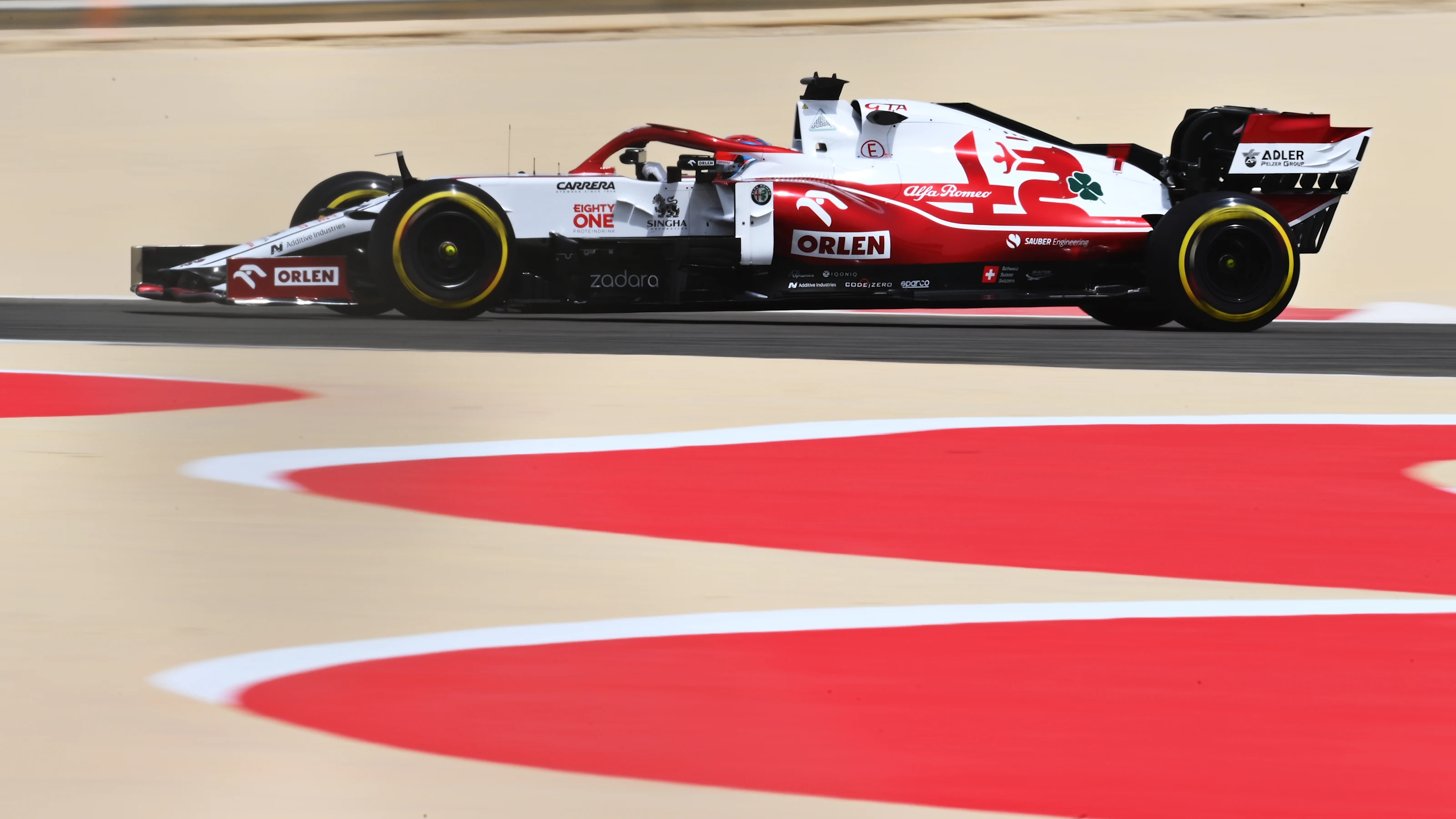 BAHRAIN, BAHRAIN - MARCH 12: Kimi Raikkonen of Finland driving the (7) Alfa Romeo Racing C41