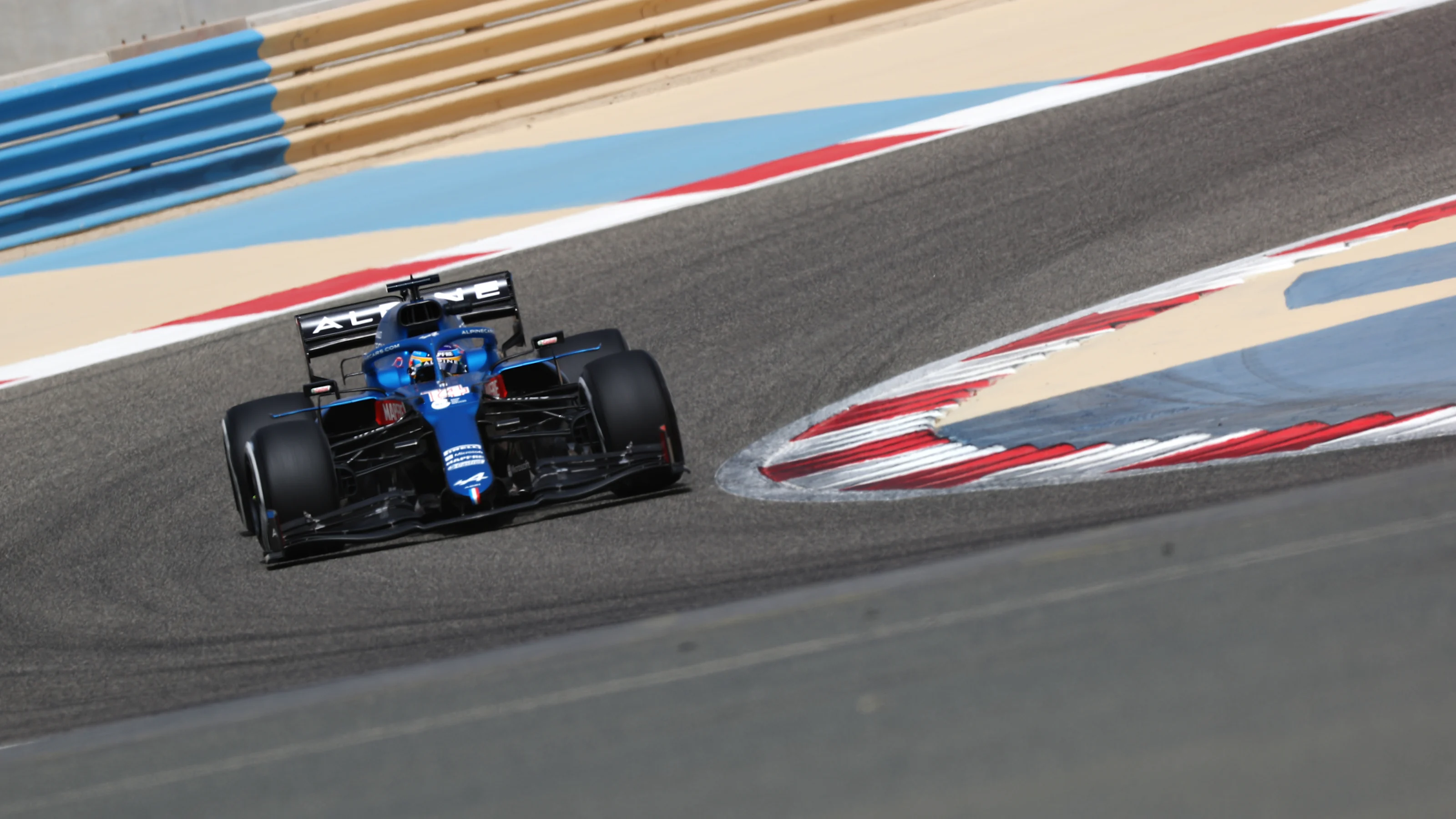 BAHRAIN, BAHRAIN - MARCH 13: Fernando Alonso of Spain driving the (14) Alpine A521 Renault during
