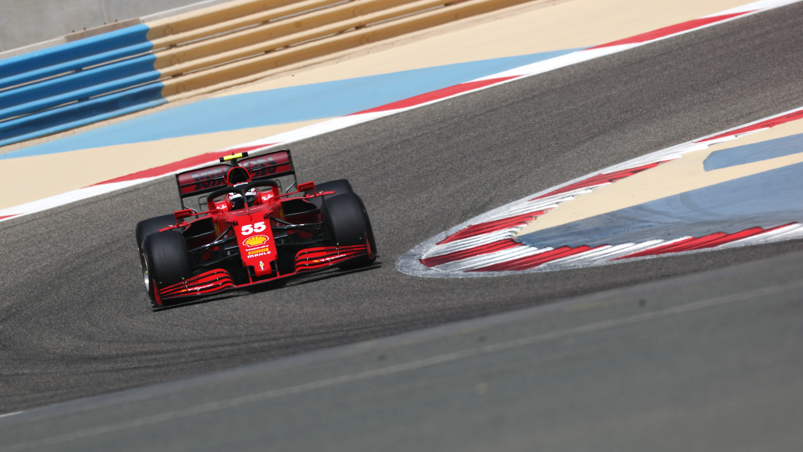 BAHRAIN, BAHRAIN - MARCH 13: Carlos Sainz of Spain driving the (55) Scuderia Ferrari SF21 during