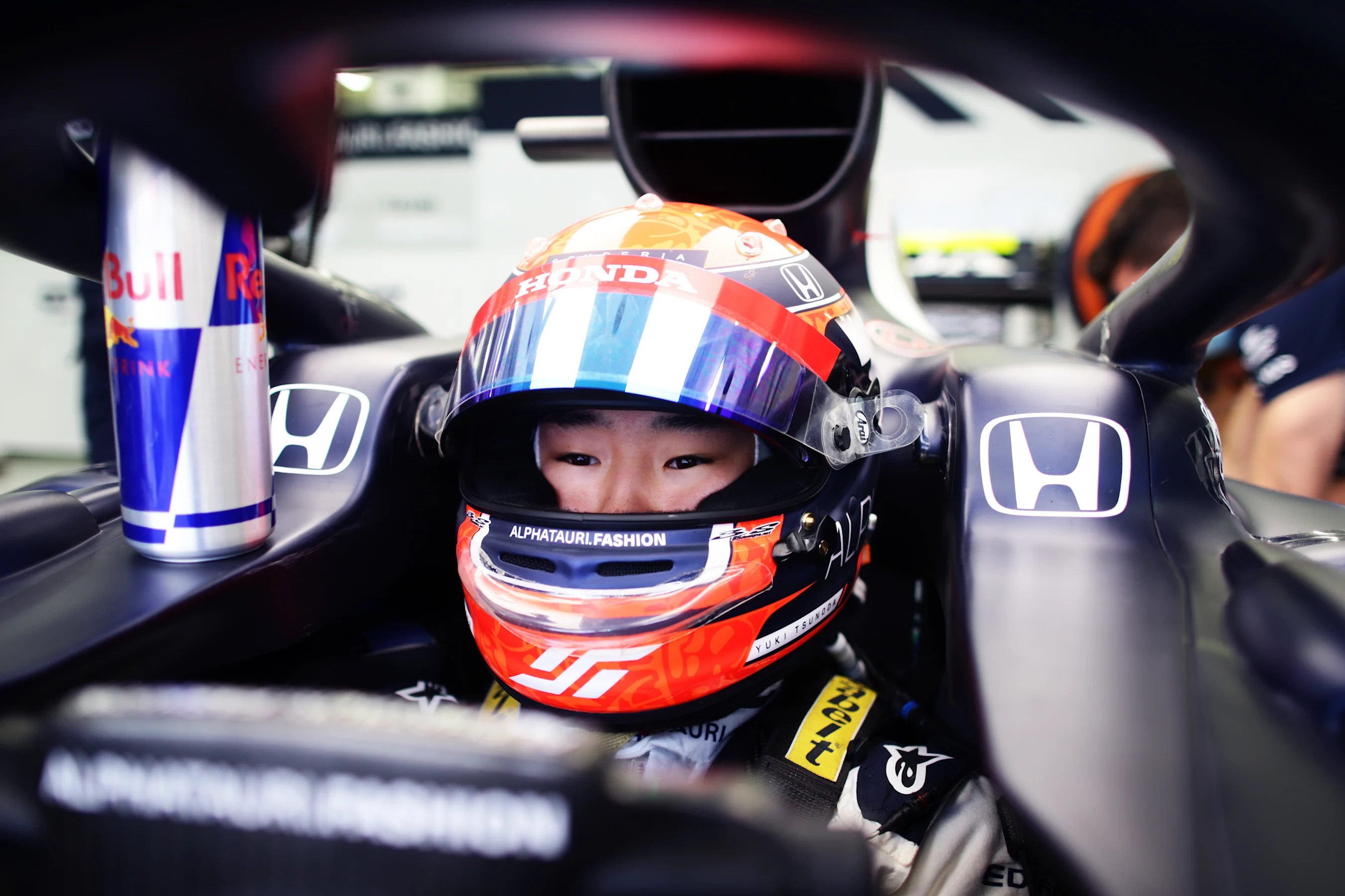 BAHRAIN, BAHRAIN - MARCH 13: Yuki Tsunoda of Japan and Scuderia AlphaTauri prepares to drive in the