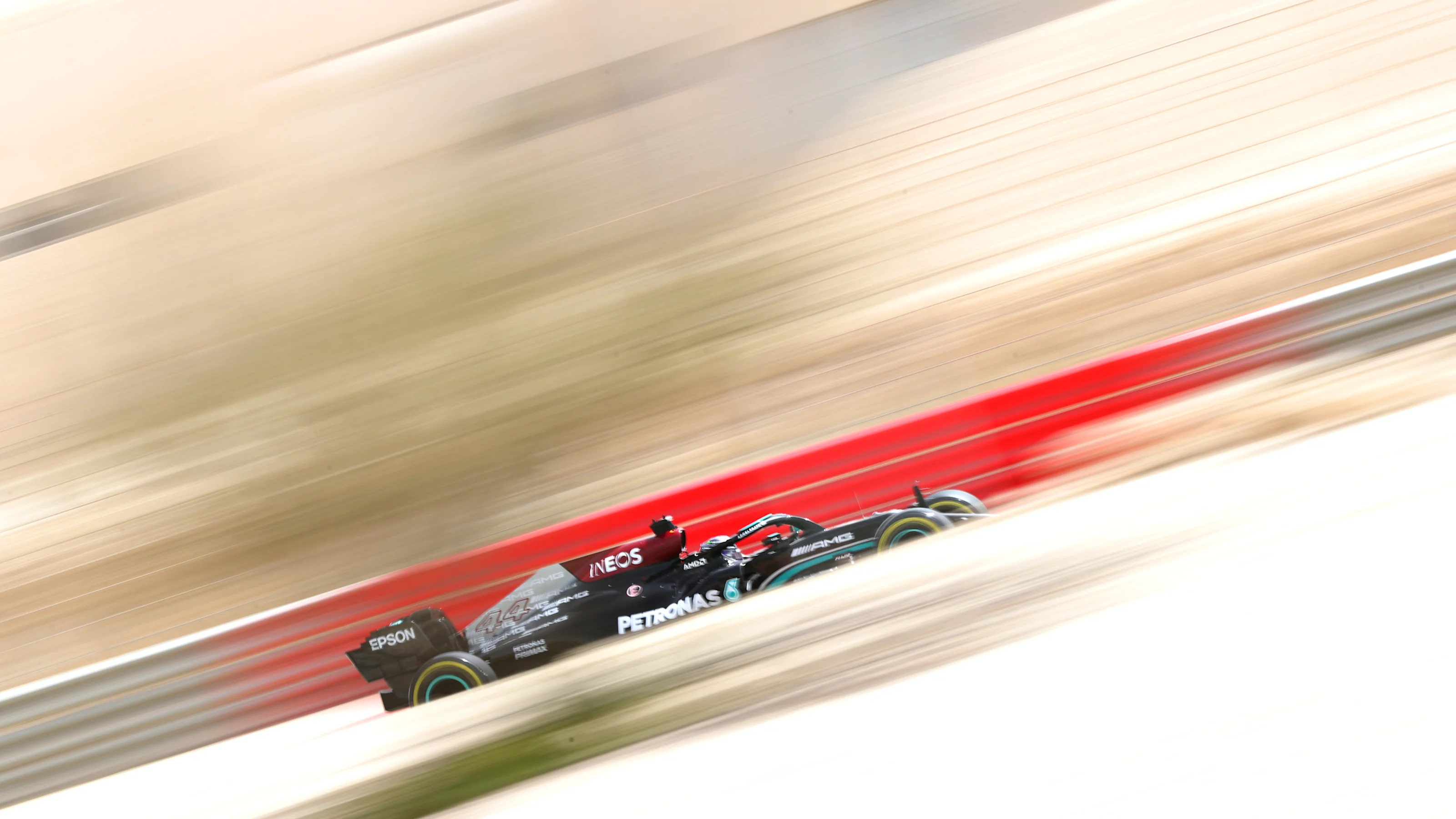 BAHRAIN, BAHRAIN - MARCH 13: Lewis Hamilton of Great Britain driving the (44) Mercedes AMG Petronas