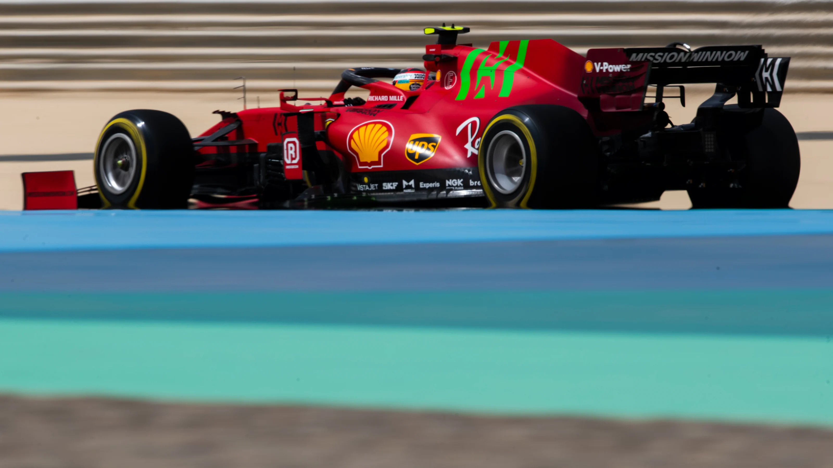 BAHRAIN, BAHRAIN - MARCH 13: Carlos Sainz of Spain driving the (55) Scuderia Ferrari SF21 during