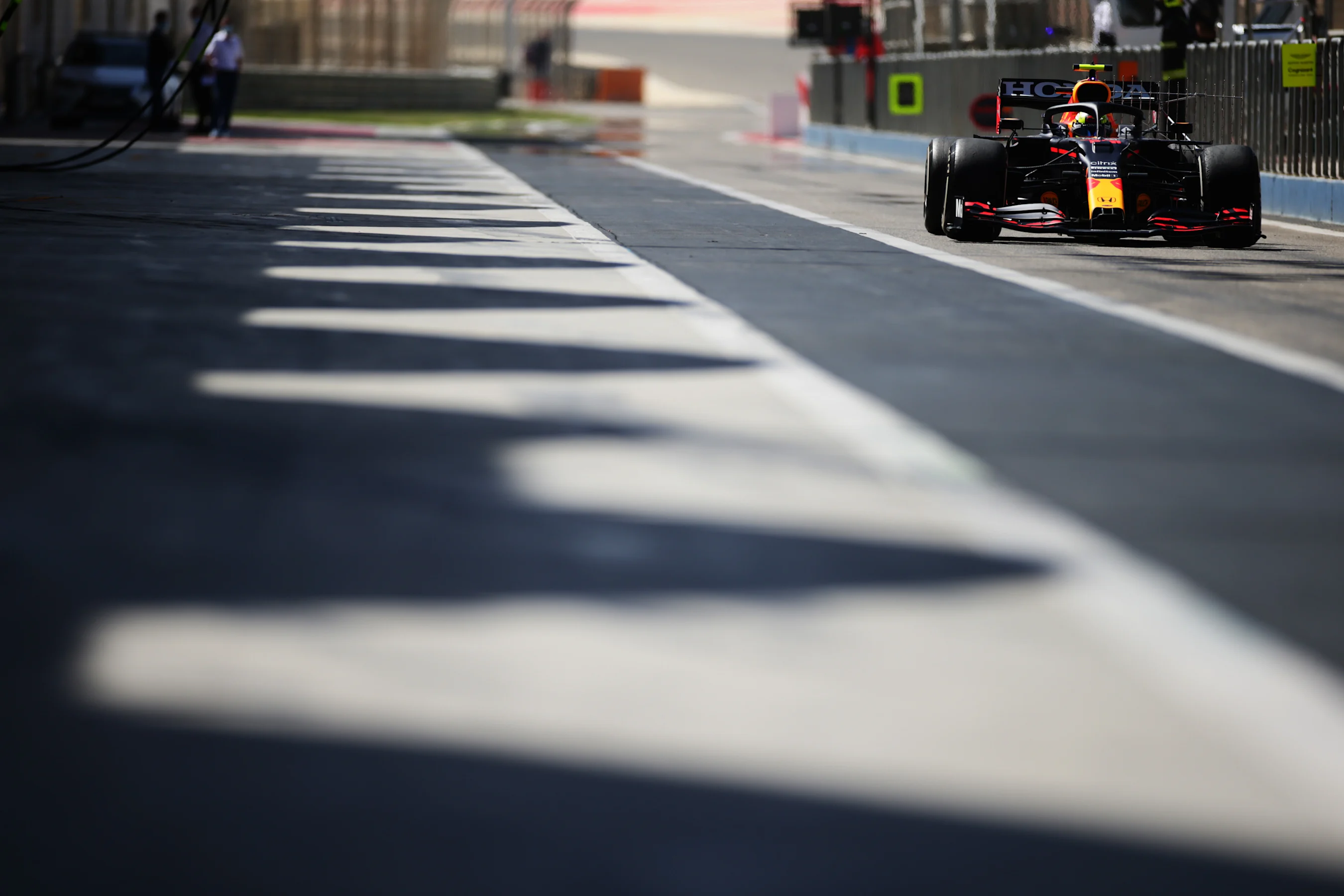 BAHRAIN, BAHRAIN - MARCH 14: Sergio Perez of Mexico driving the (11) Red Bull Racing RB16B Honda in