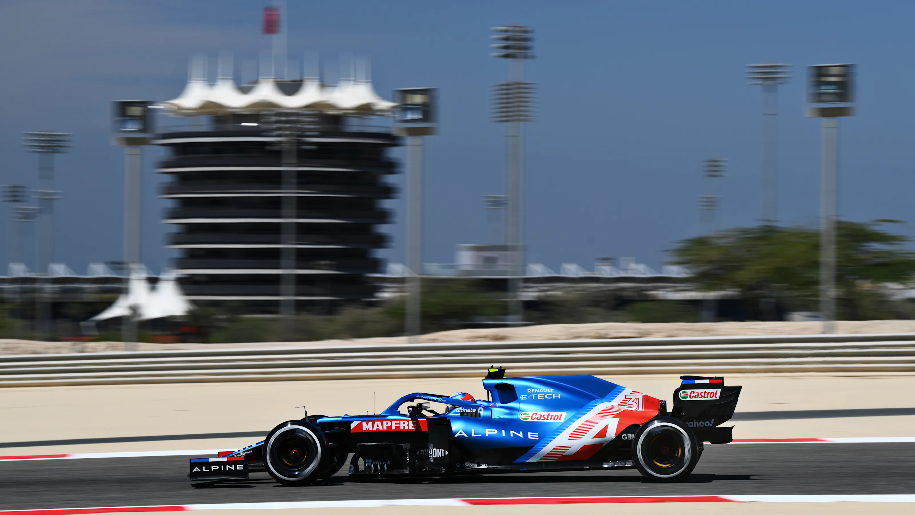 BAHRAIN, BAHRAIN - MARCH 14: Esteban Ocon of France driving the (31) Alpine A521 Renault during Day