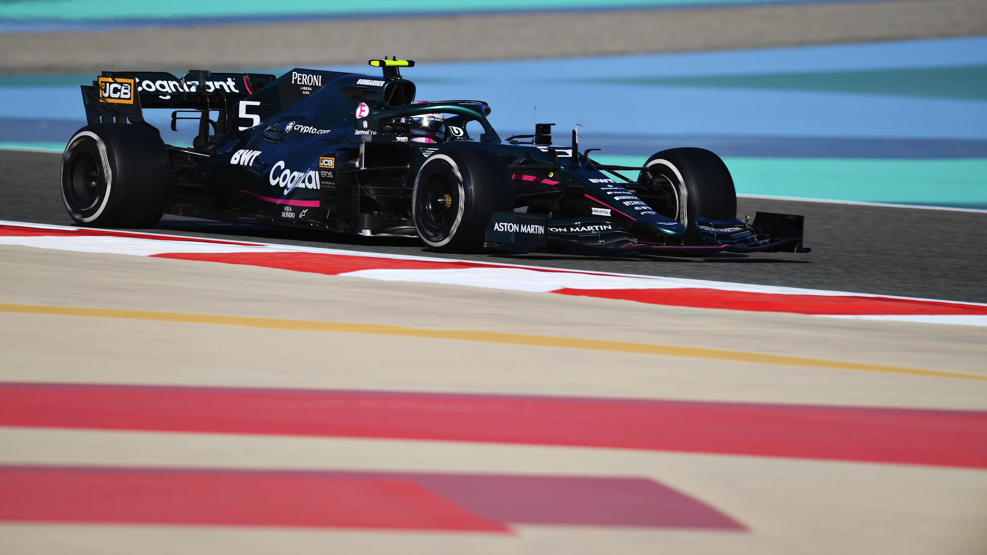 BAHRAIN, BAHRAIN - MARCH 14: Sebastian Vettel of Germany driving the (5) Aston Martin AMR21