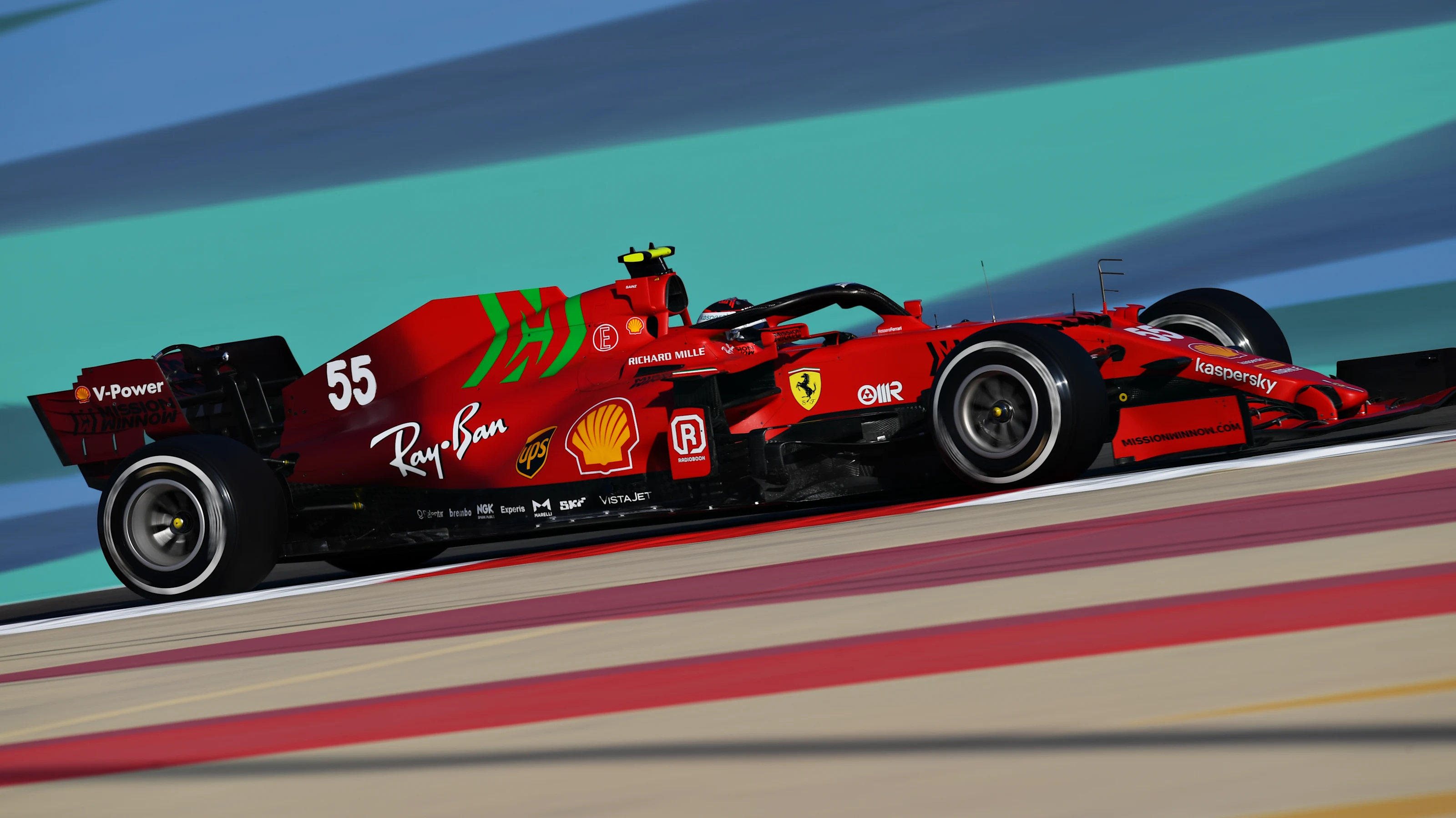 BAHRAIN, BAHRAIN - MARCH 14: Carlos Sainz of Spain driving the (55) Scuderia Ferrari SF21 during