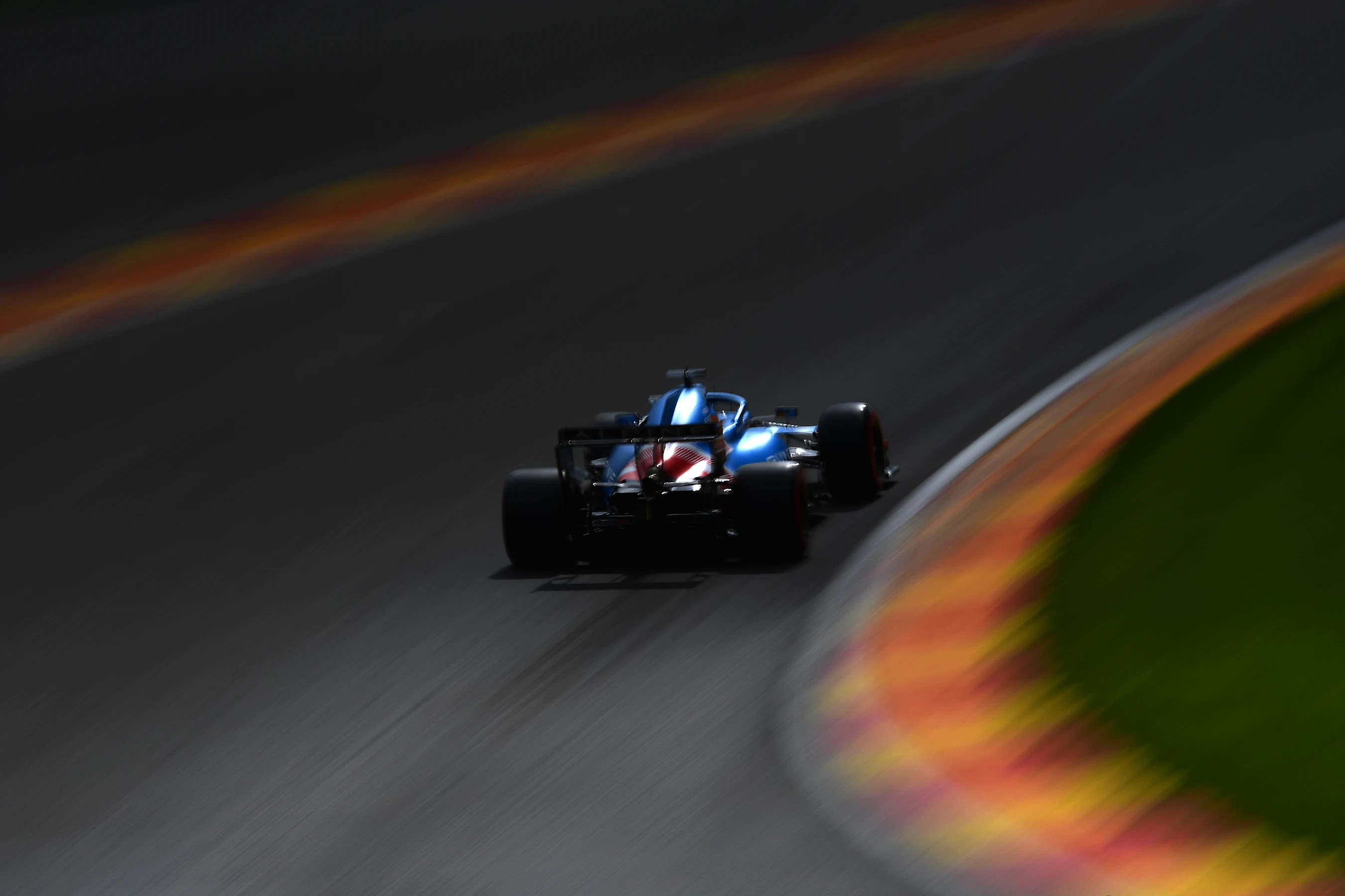 SPA, BELGIUM - AUGUST 27: Fernando Alonso of Spain driving the (14) Alpine A521 Renault during