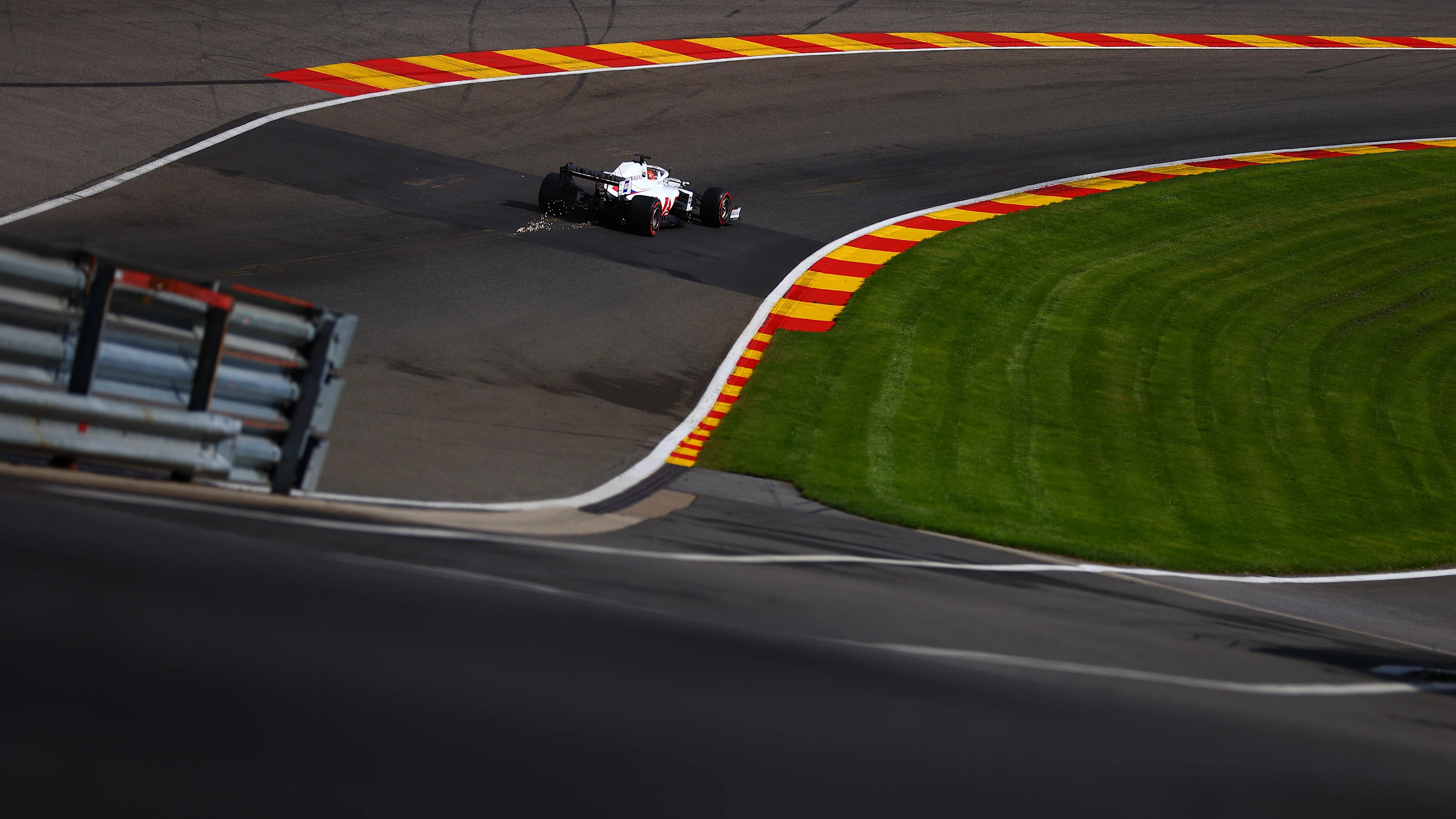 SPA, BELGIUM - AUGUST 27: Nikita Mazepin of Russia driving the (9) Haas F1 Team VF-21 Ferrari