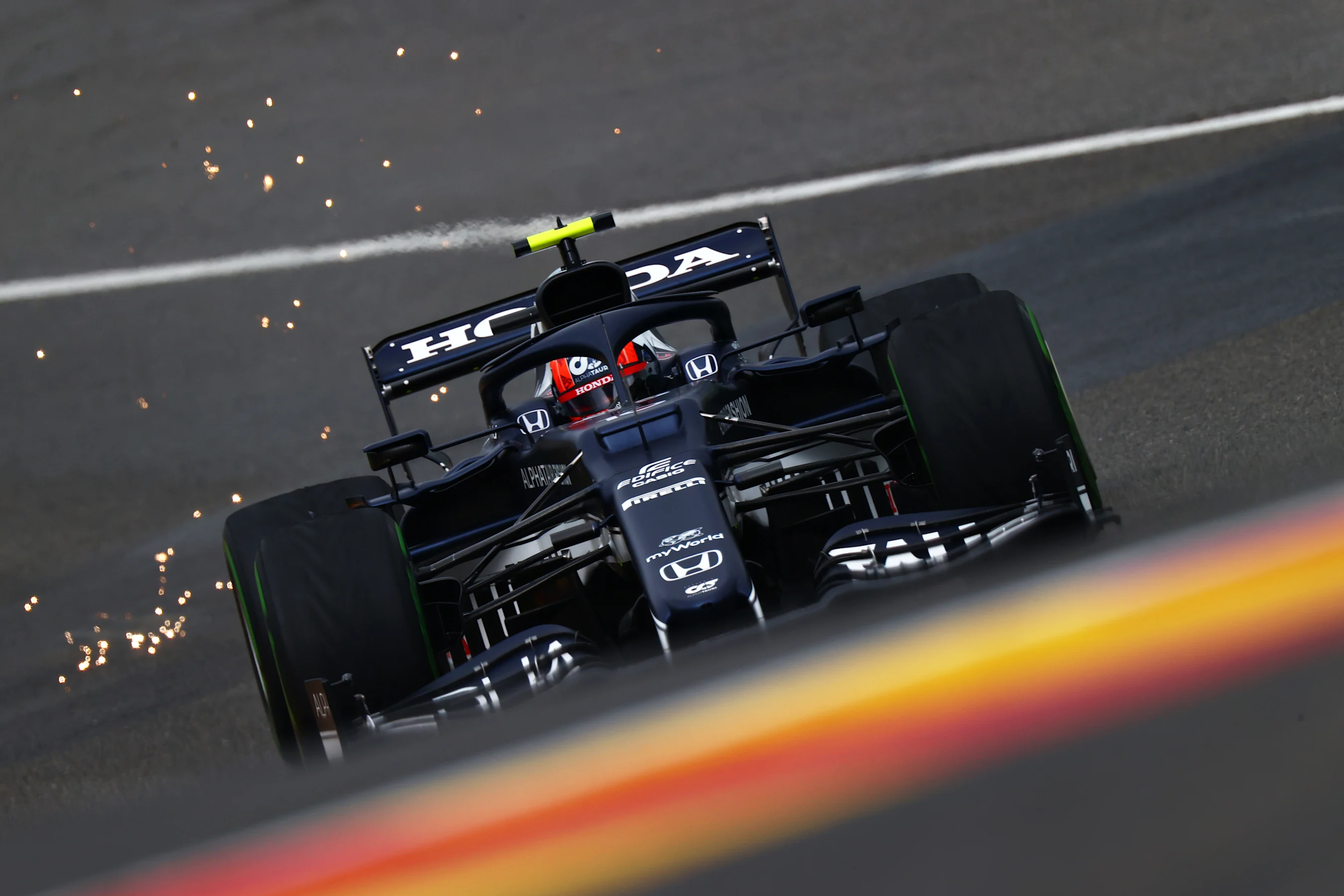 SPA, BELGIUM - AUGUST 28: Pierre Gasly of France driving the (10) Scuderia AlphaTauri AT02 Honda