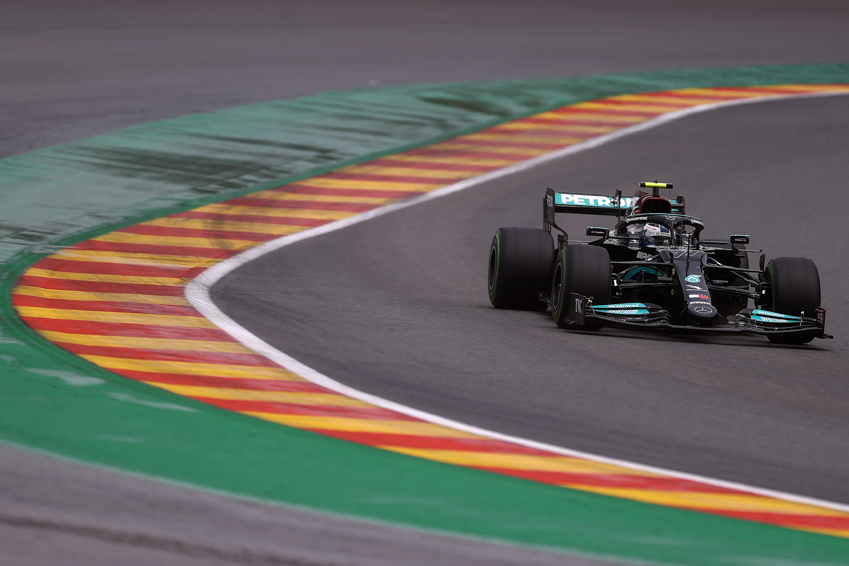 SPA, BELGIUM - AUGUST 28: Valtteri Bottas of Finland driving the (77) Mercedes AMG Petronas F1 Team