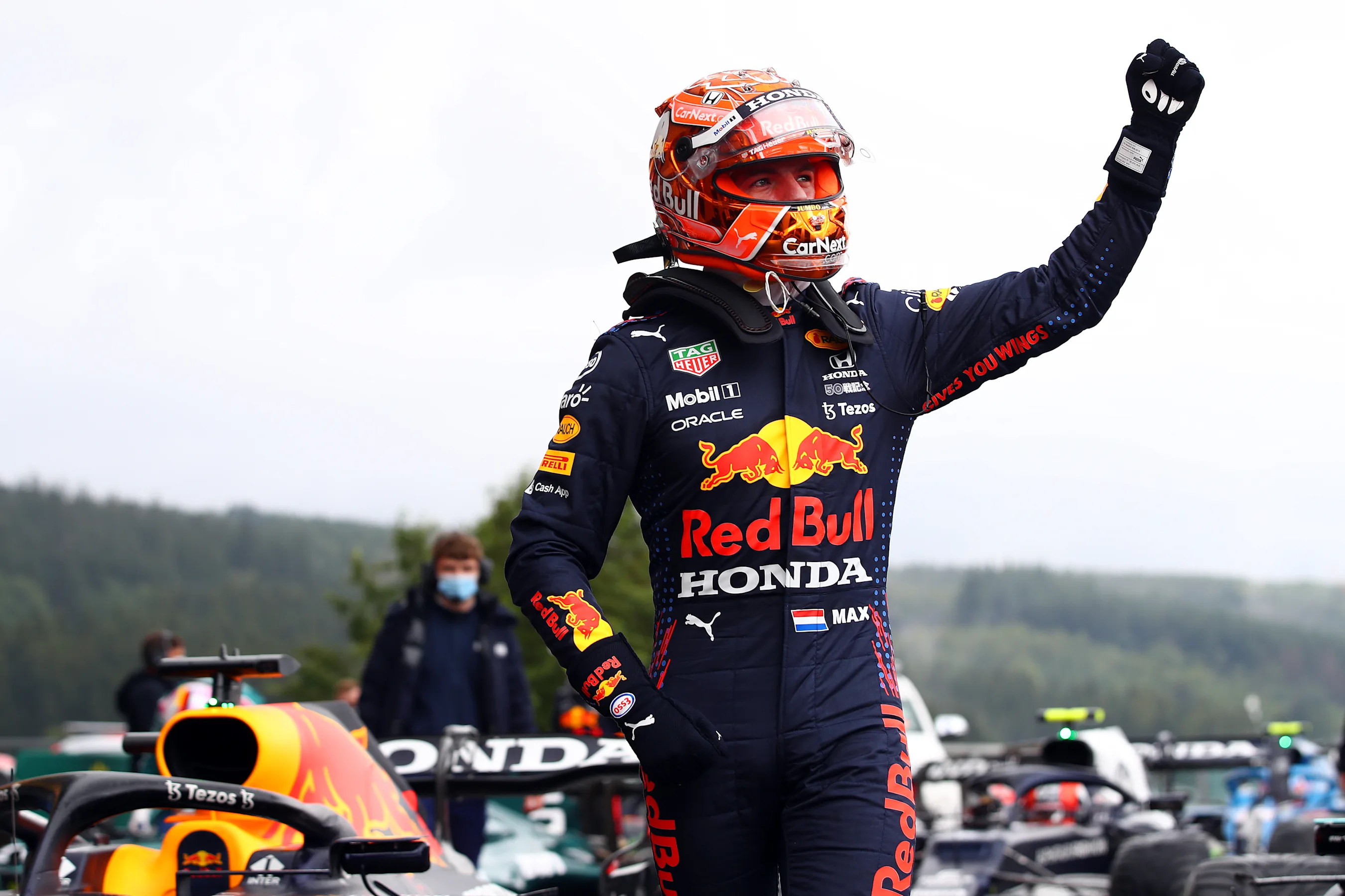 SPA, BELGIUM - AUGUST 28: Pole position qualifier Max Verstappen of Netherlands and Red Bull Racing