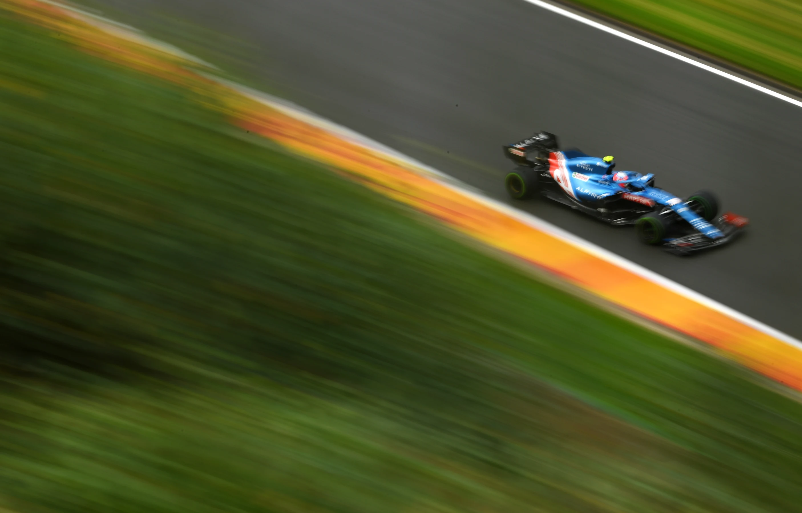 SPA, BELGIUM - AUGUST 28: Esteban Ocon of France driving the (31) Alpine A521 Renault during