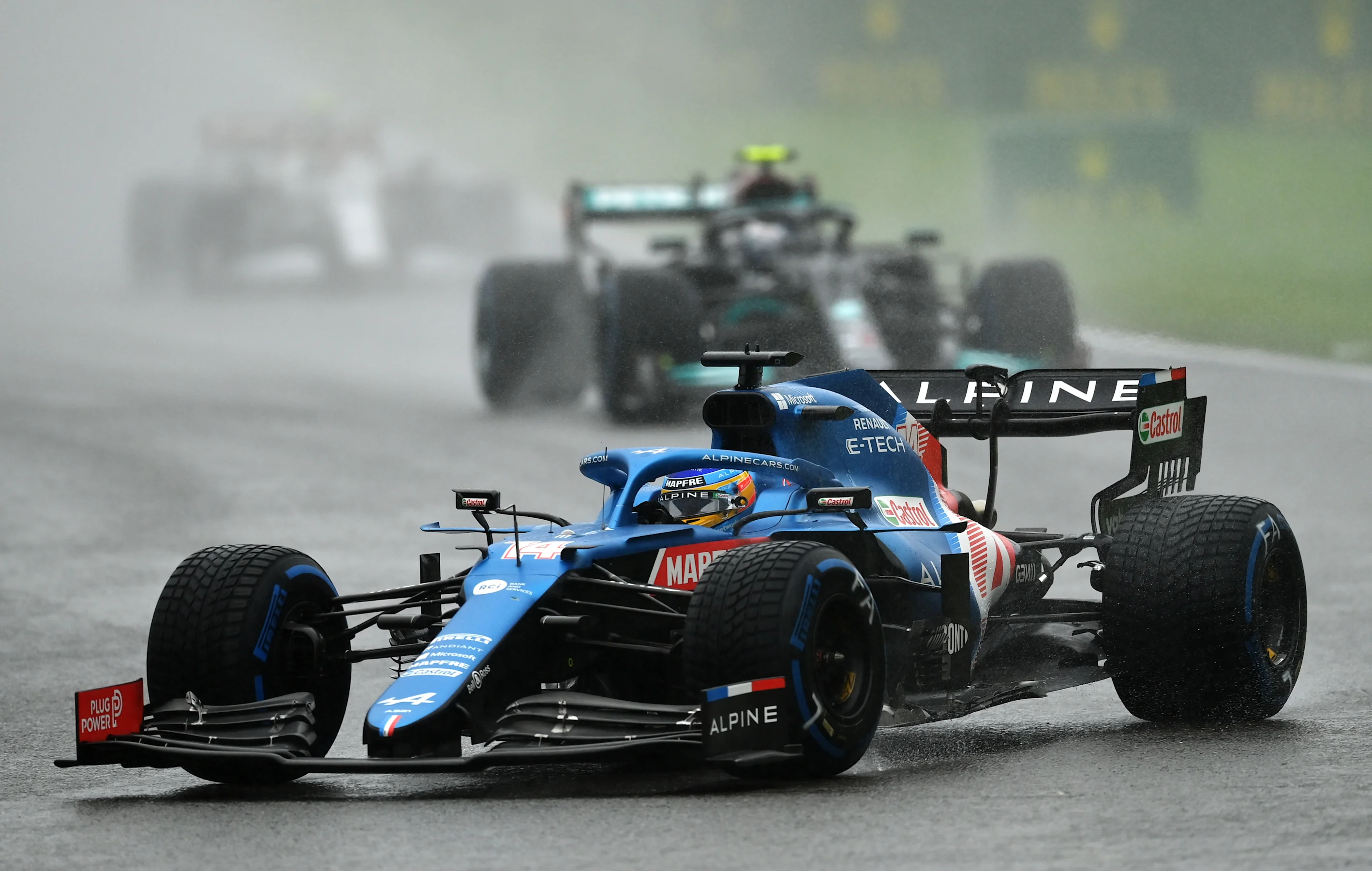 SPA, BELGIUM - AUGUST 29: Fernando Alonso of Spain driving the (14) Alpine A521 Renault during the