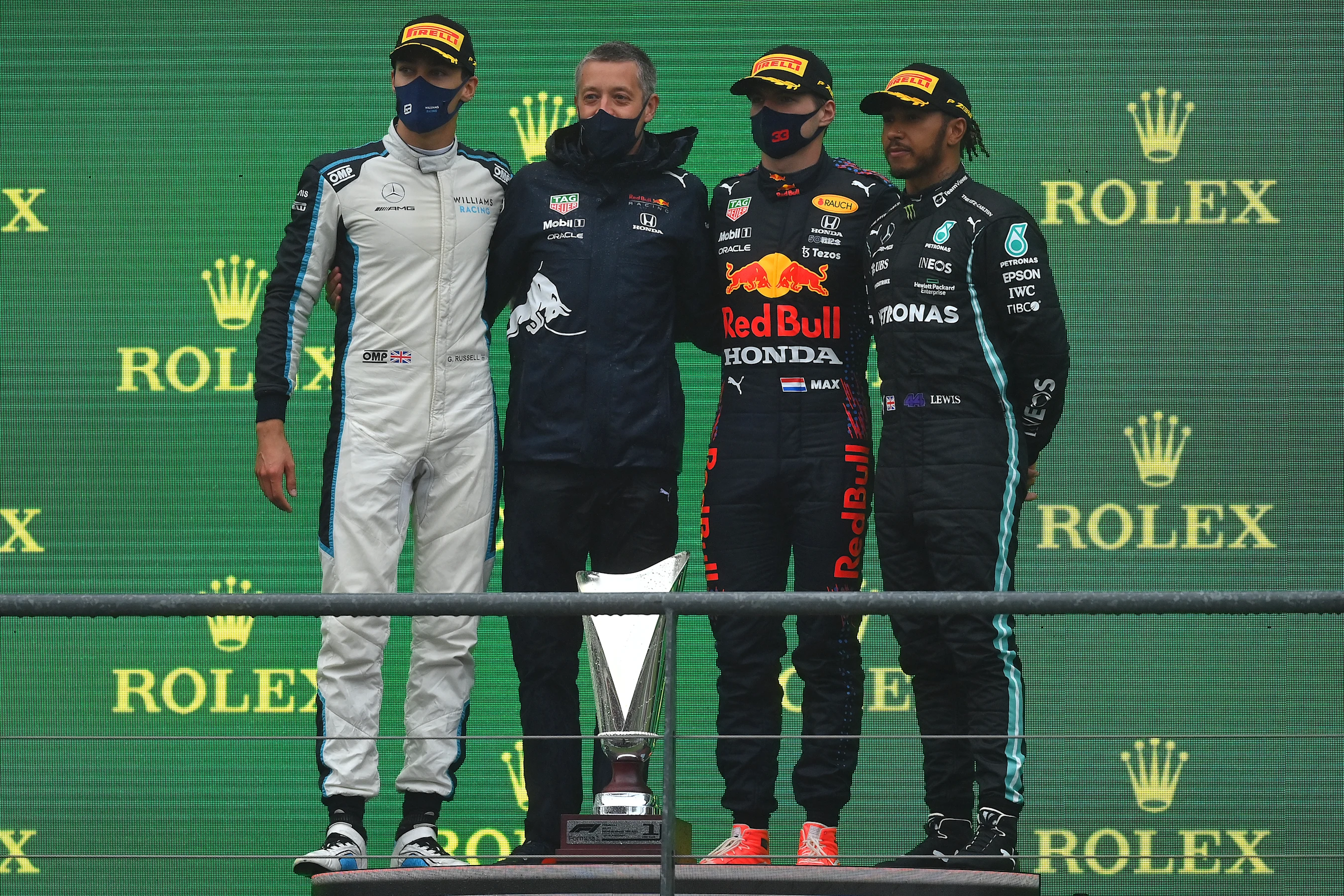 SPA, BELGIUM - AUGUST 29: Race winner Max Verstappen of Netherlands and Red Bull Racing, second
